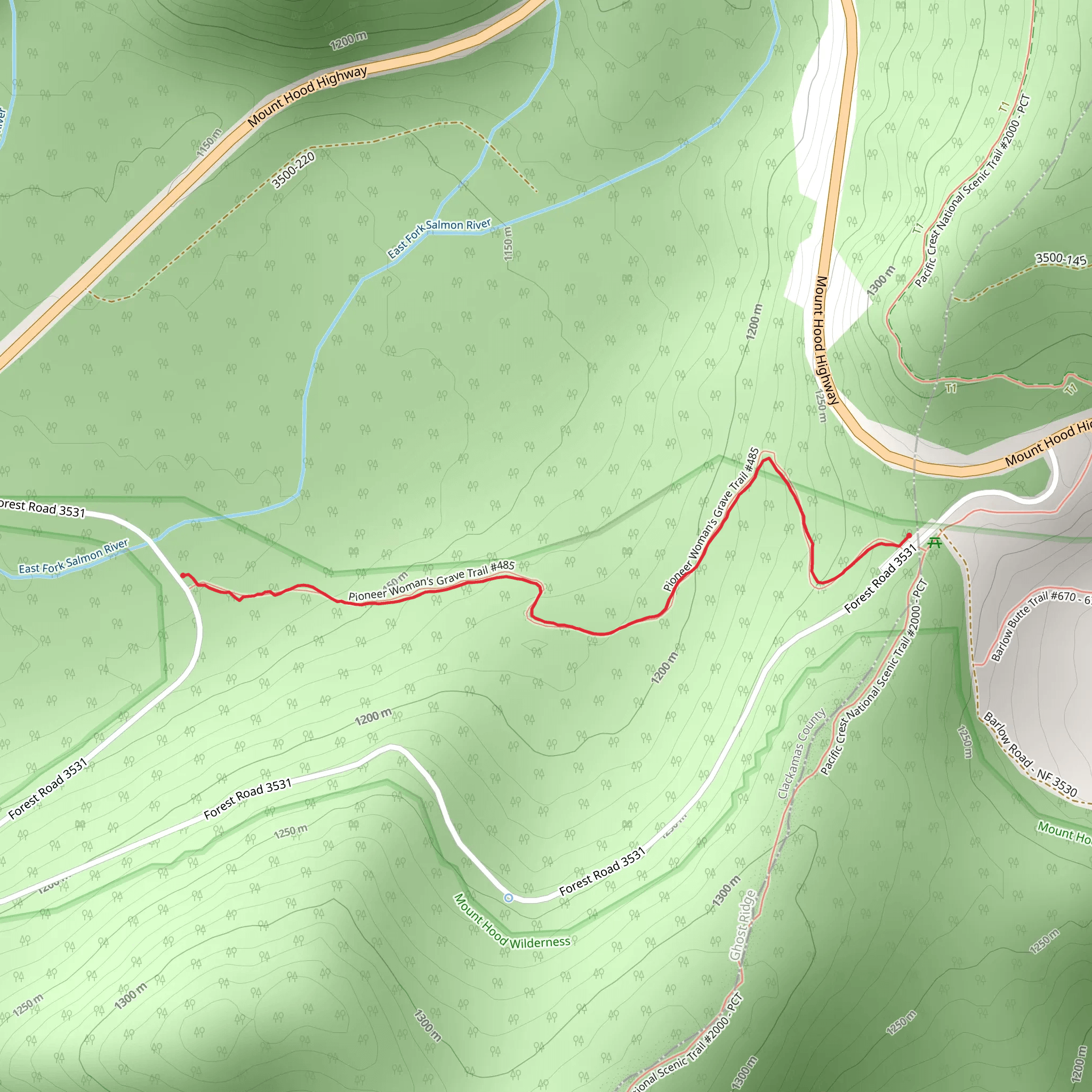 Pioneer Woman's Grave Trail mobile static map