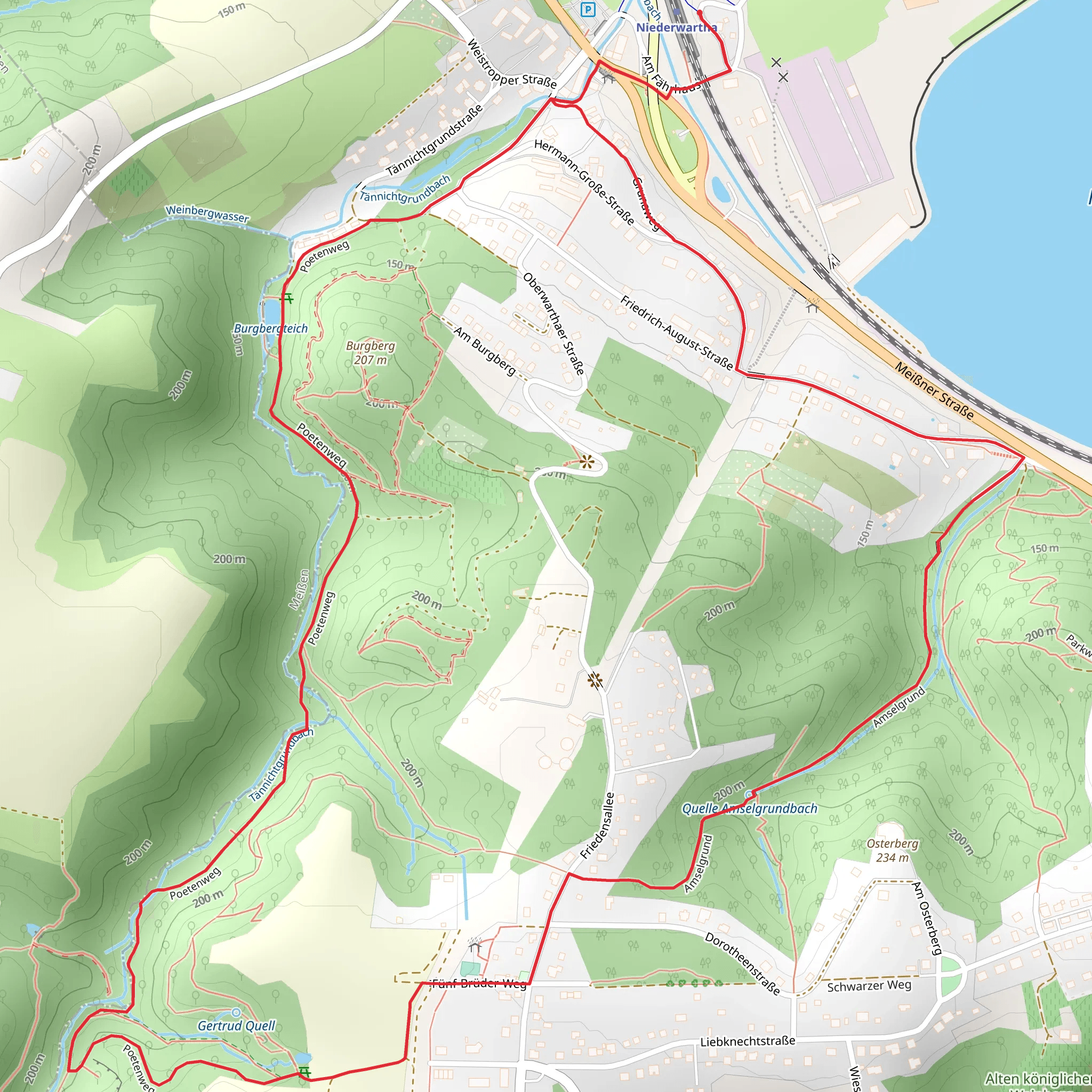 Burgbergteich and Schäferteich Loop via Rundweg Cossebaude - Niederwartha mobile static map