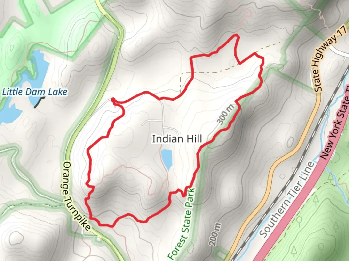An image depicting the trail Indian Hill Loop and its surrounding area.