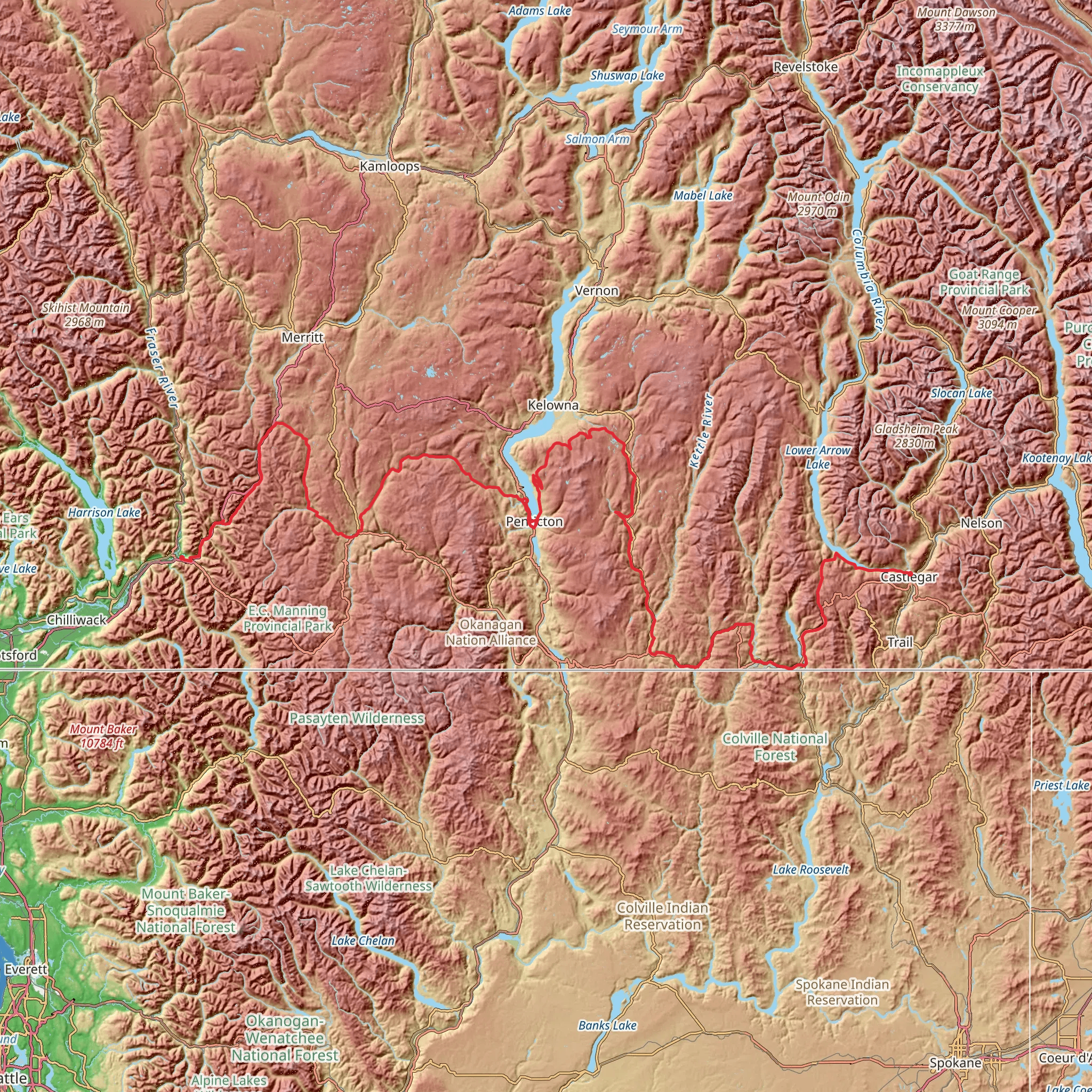 Kettle Valley Rail Trail mobile static map