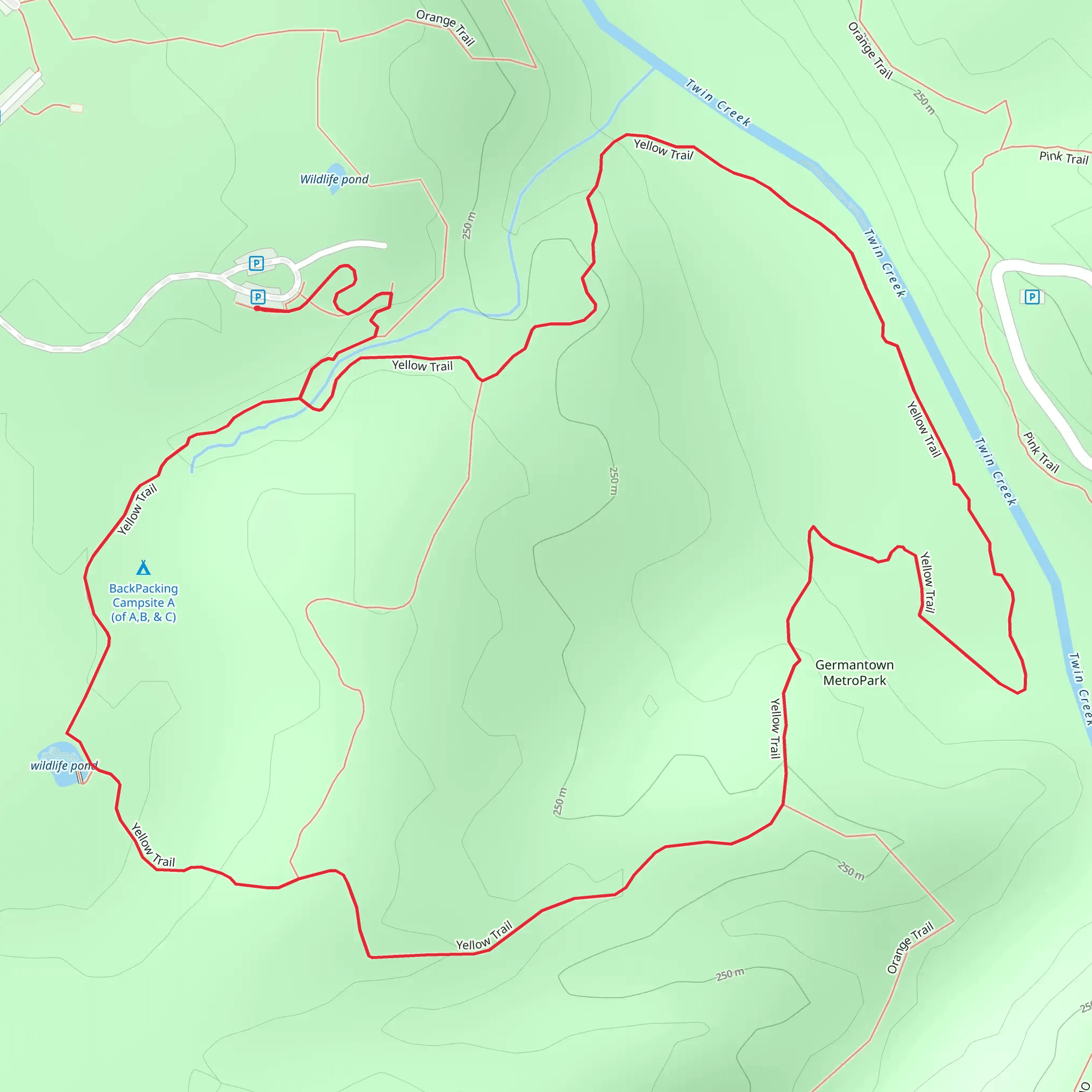 Wildlife Pond - Yellow Loop Trail mobile static map