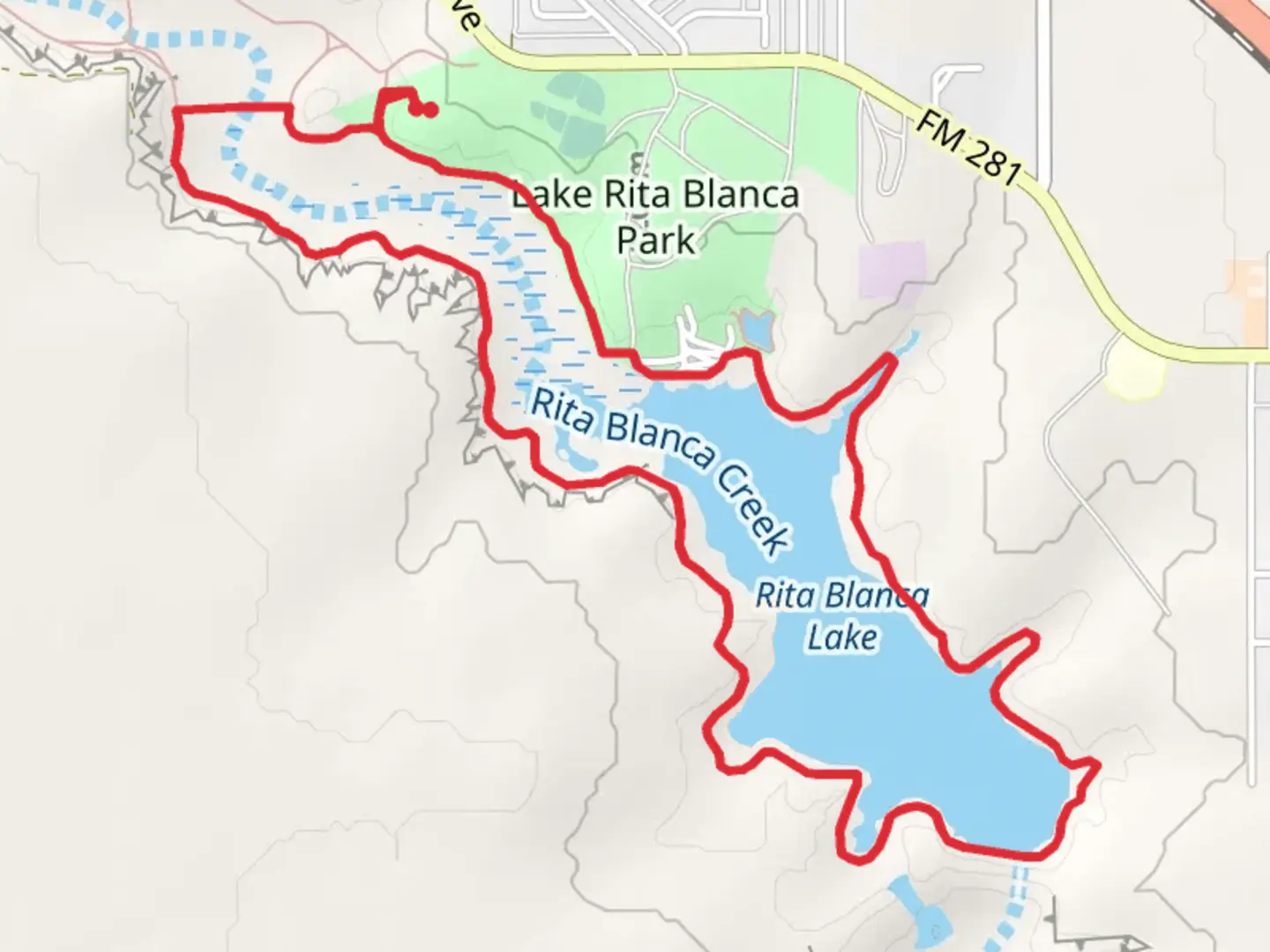 An image depicting the trail Rita Blanca Lake Loop and its surrounding area.