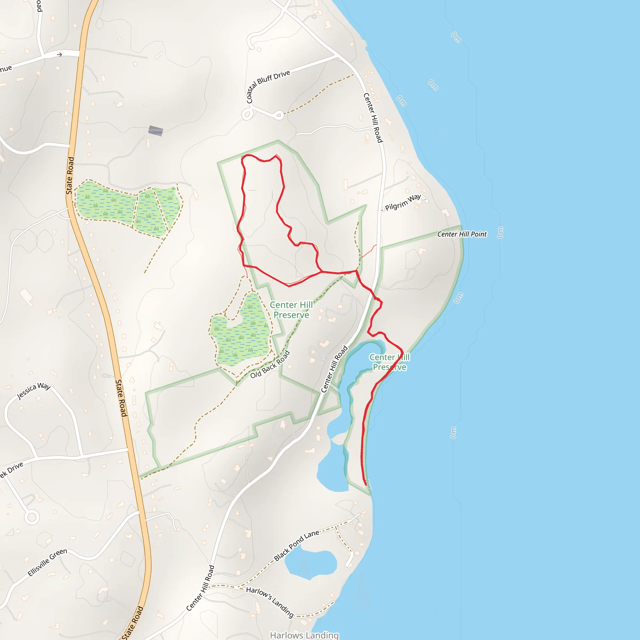 Center Hill Pond and Cranberry Bogs Loop mobile static map