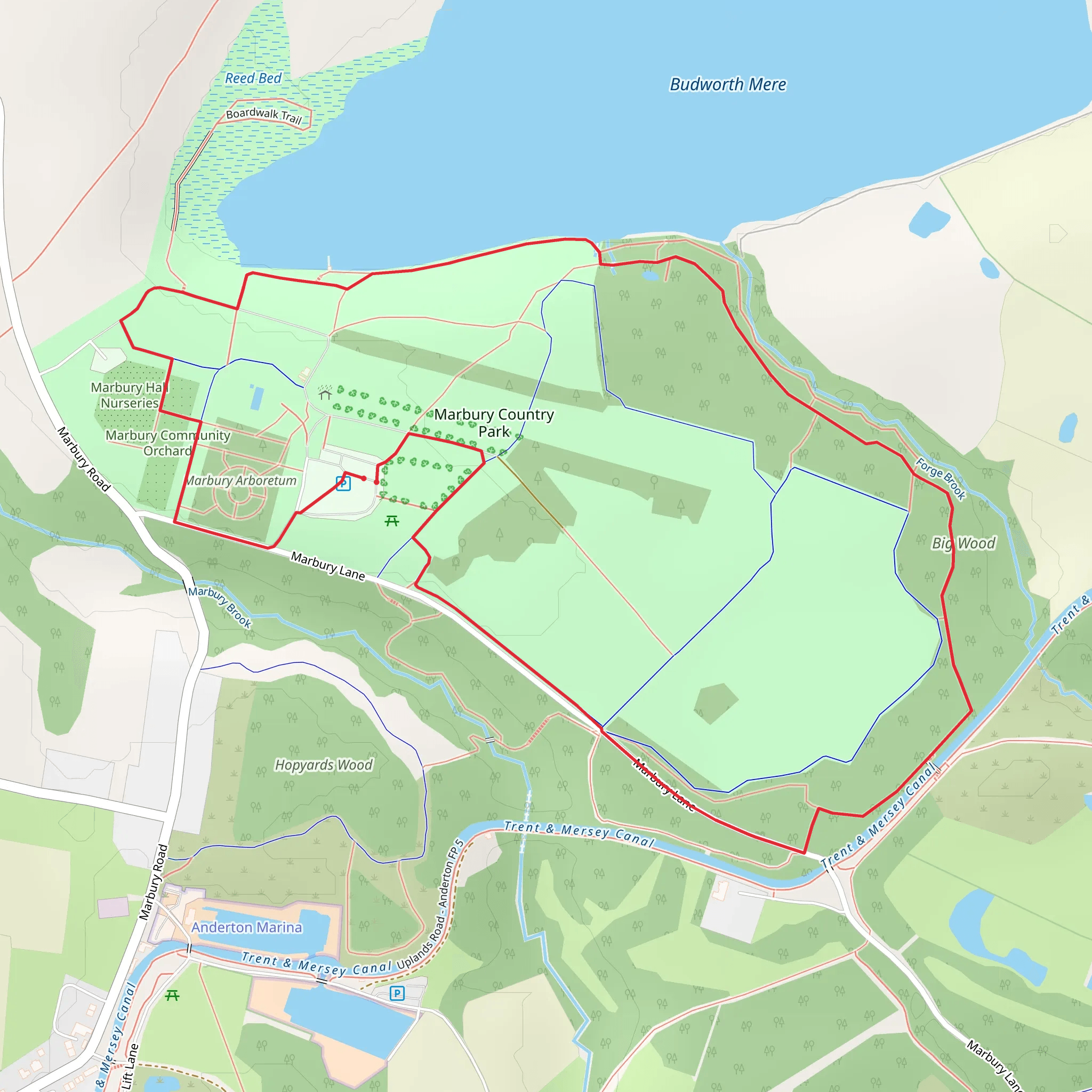 Marbury Country Park and Arboretum Loop mobile static map