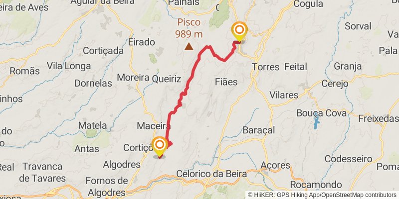 GR 22 - Historical Villages Of Portugal stage 13 Map