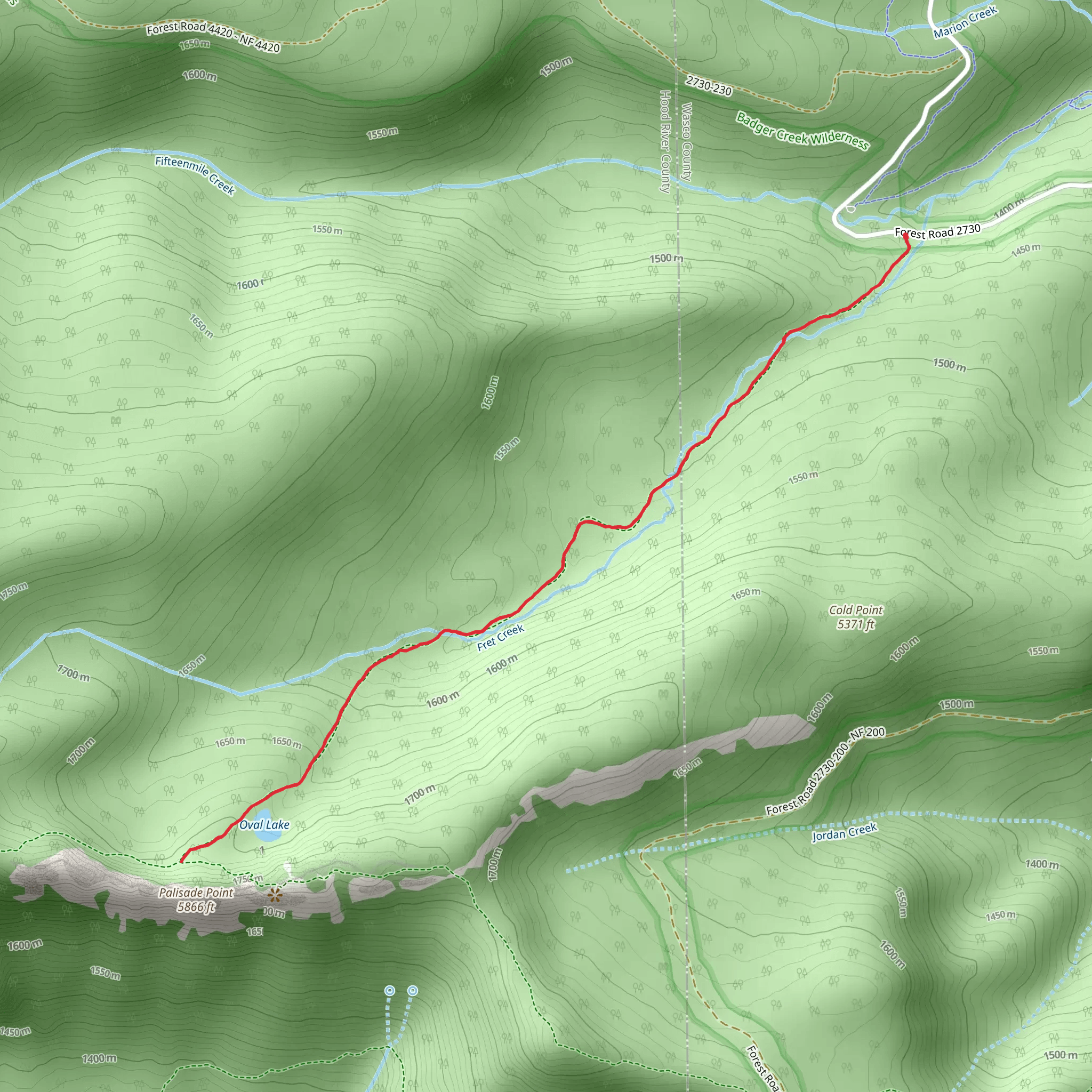 Fret Creek Trail mobile static map