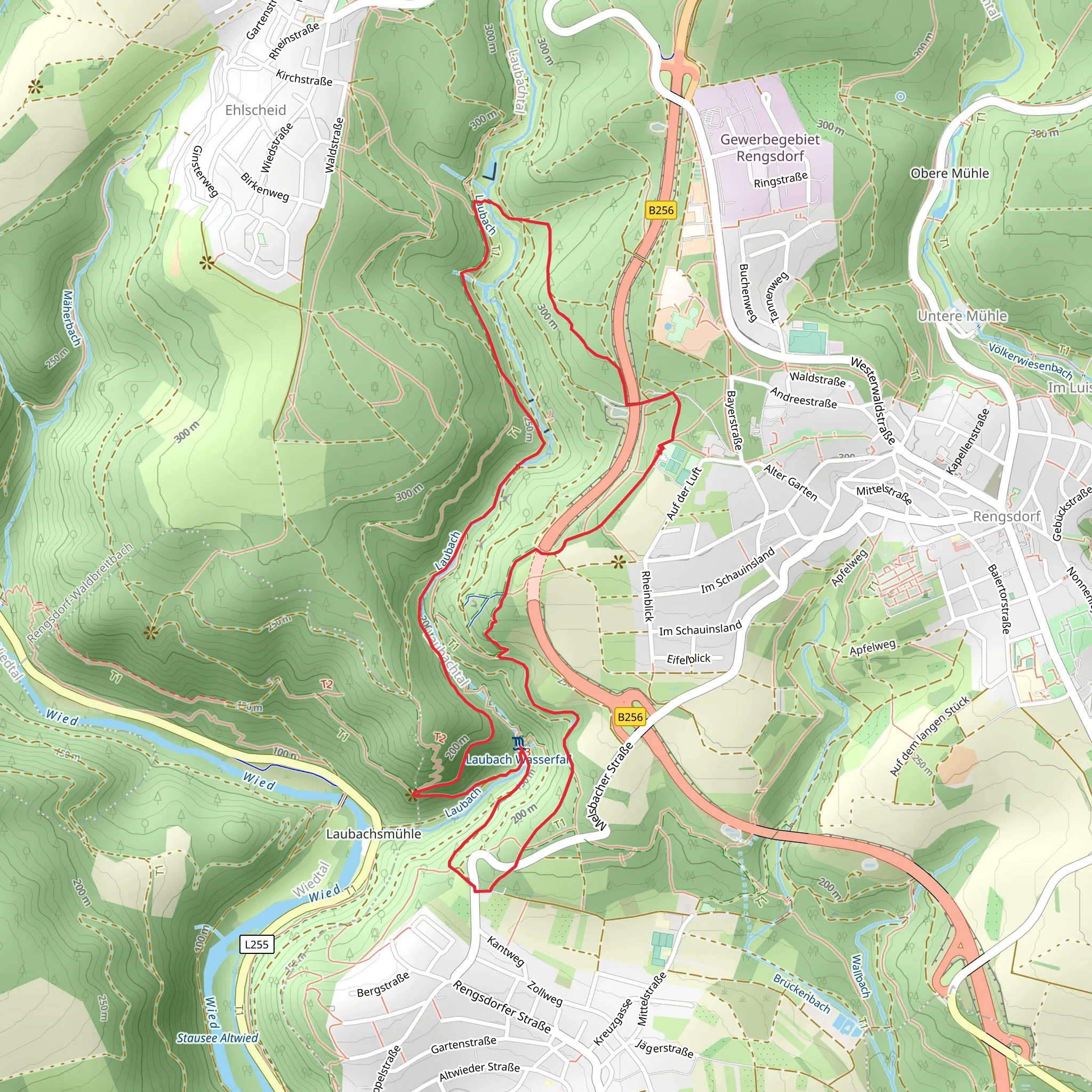 Laubach Wasserfall and Almblick via Waeller Toue Klosterweg mobile static map
