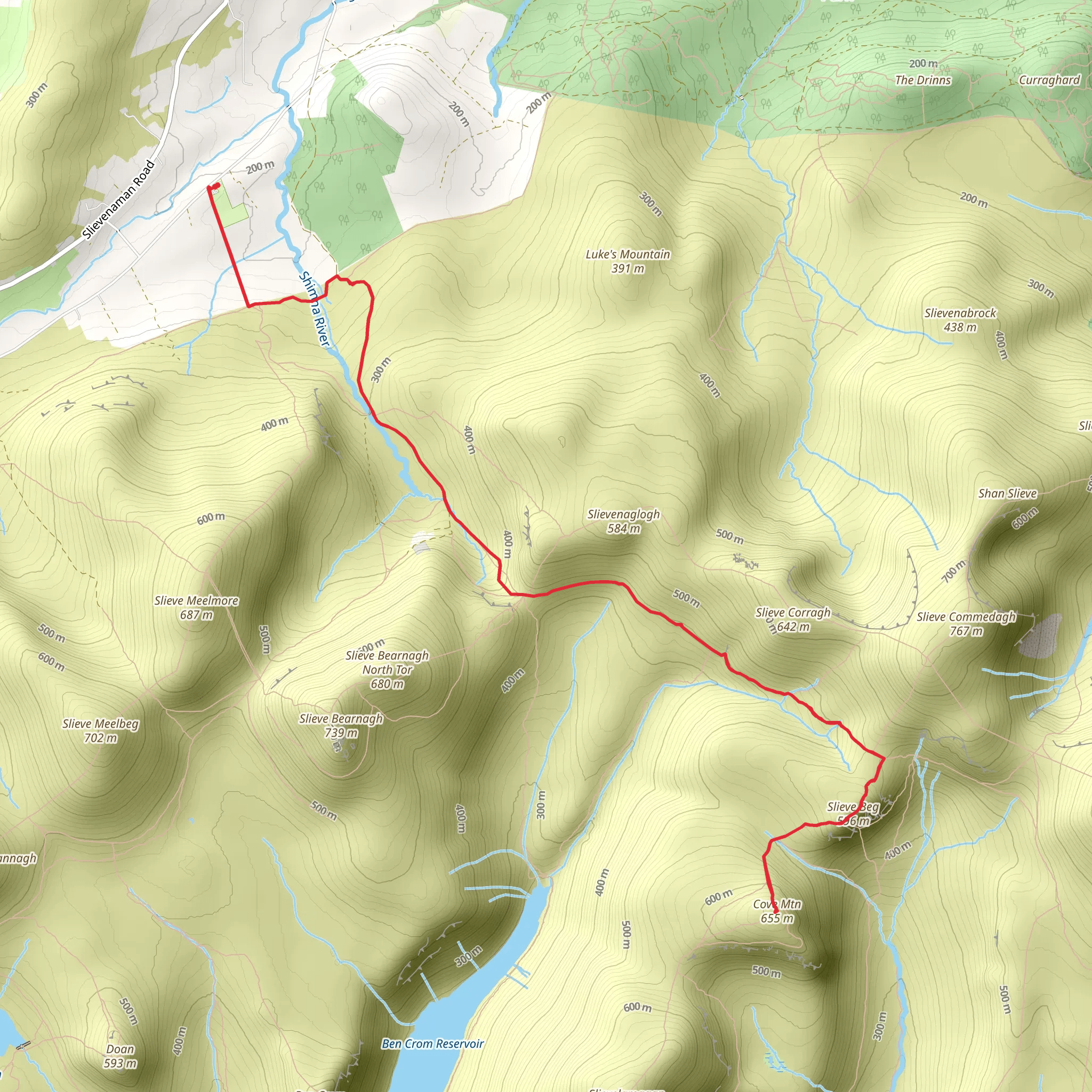 Slieve Beg and Cove Mountain Walk from Bryansford mobile static map