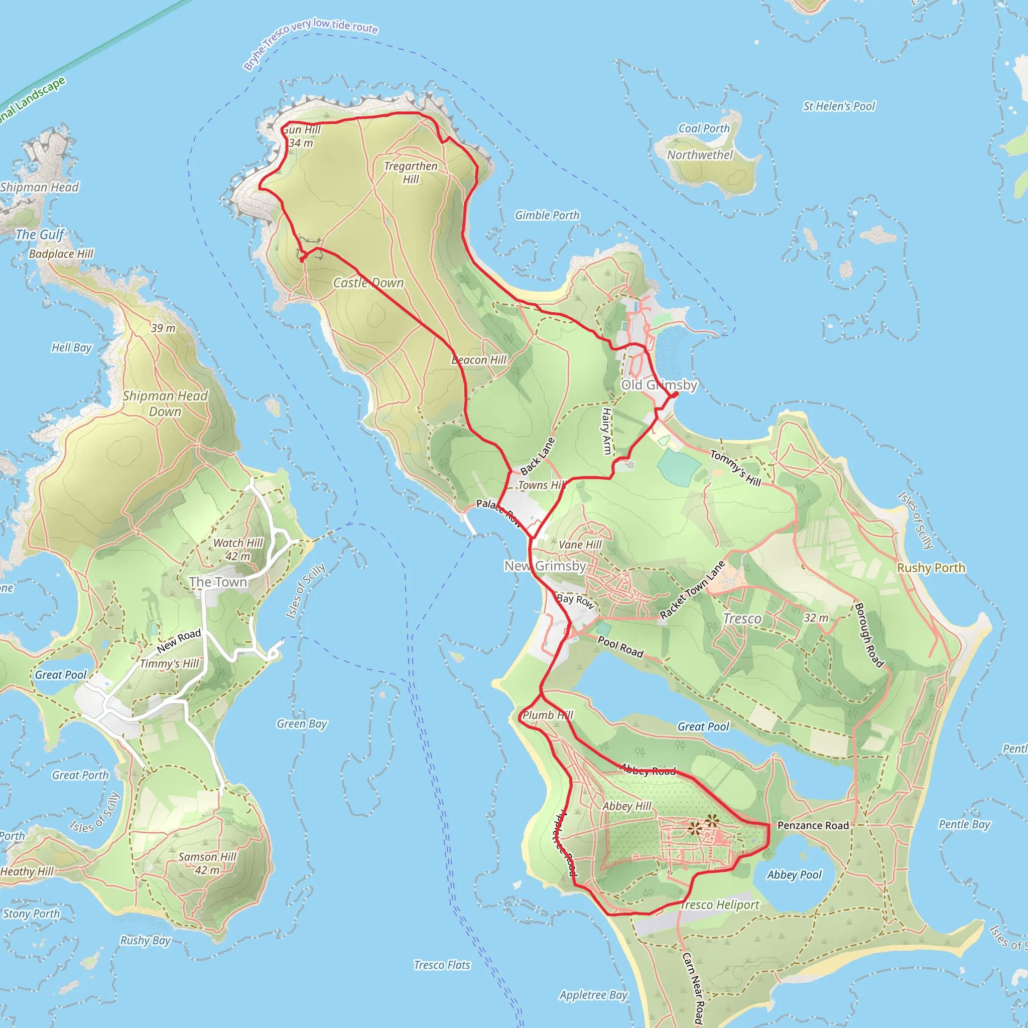 Gun Hole, Gun Hill, King Charles's Castle and Raven Porth Loop mobile static map