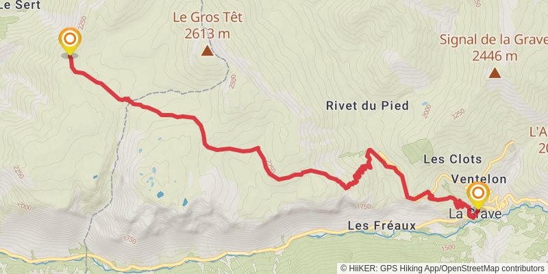 GR 54 - Tour of Oisans and Ecrins stage 12 Map