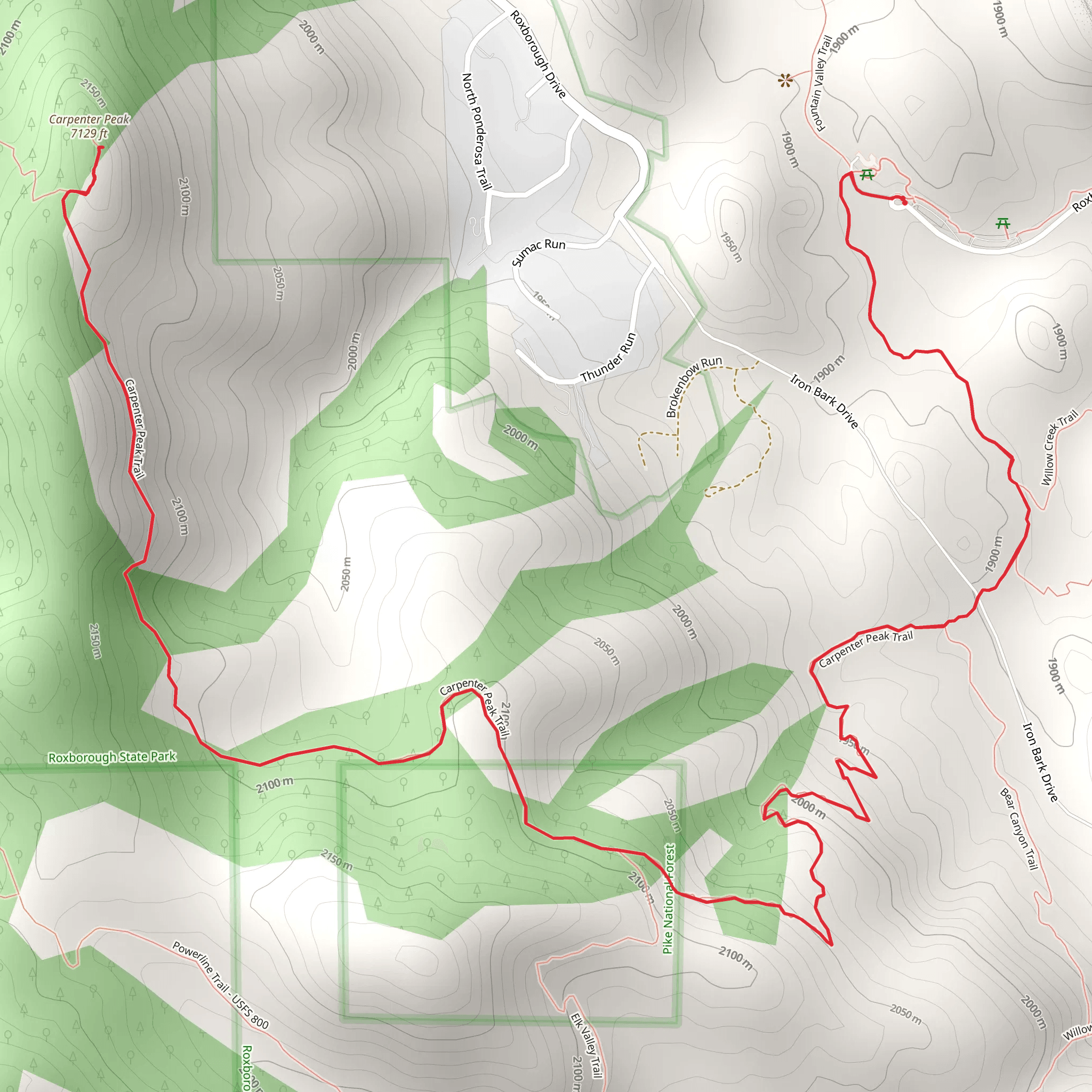 Carpenter Peak Trail mobile static map