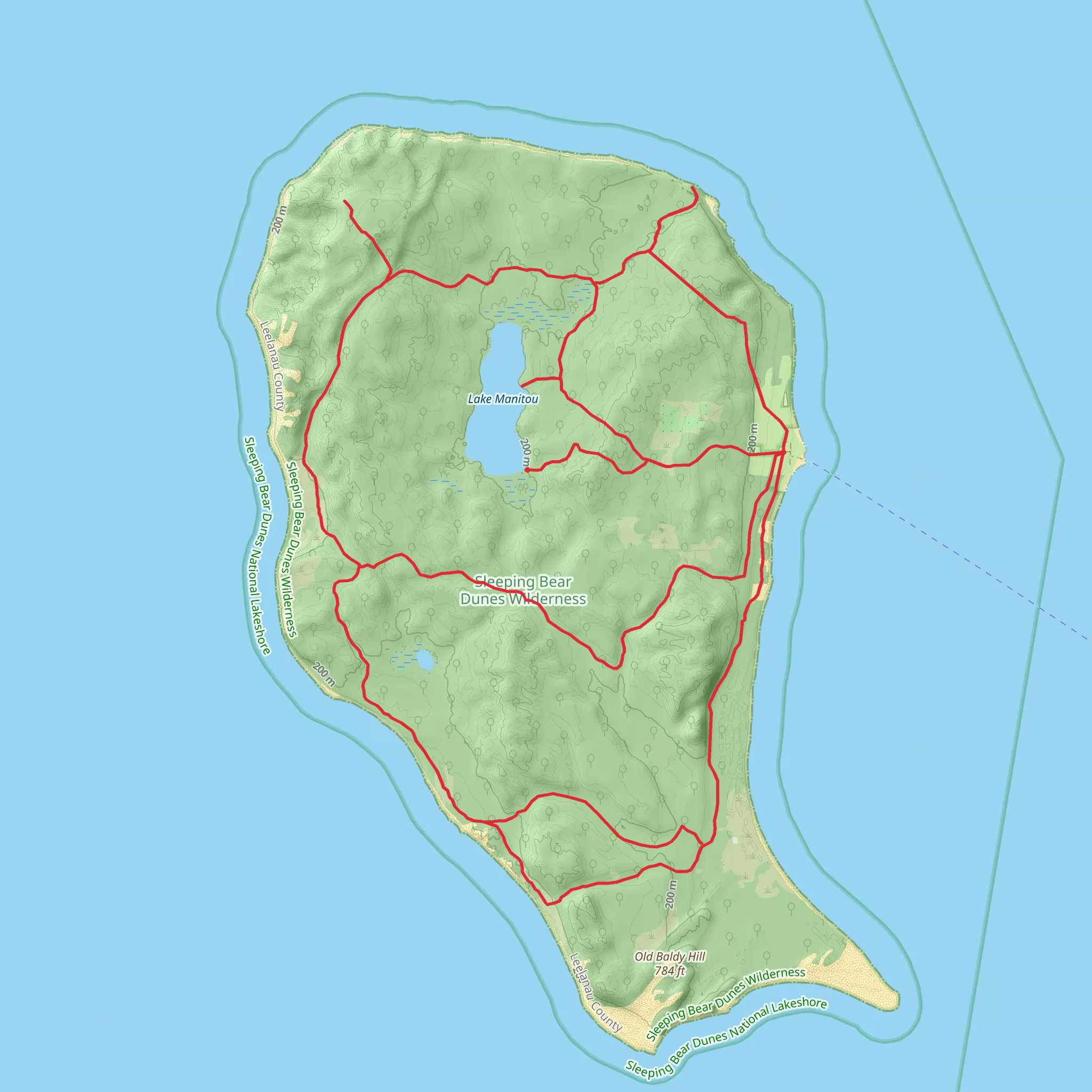 North Manitou Island Trail mobile static map