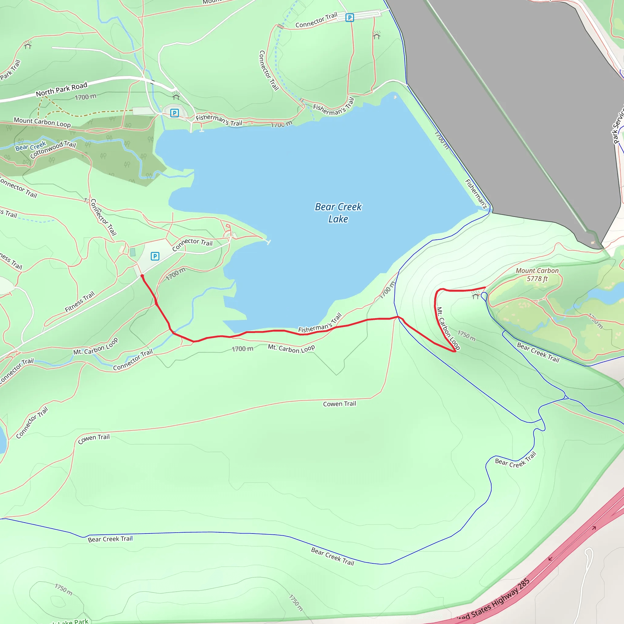 Mount Carbon Trail - Bear Creek Lake mobile static map