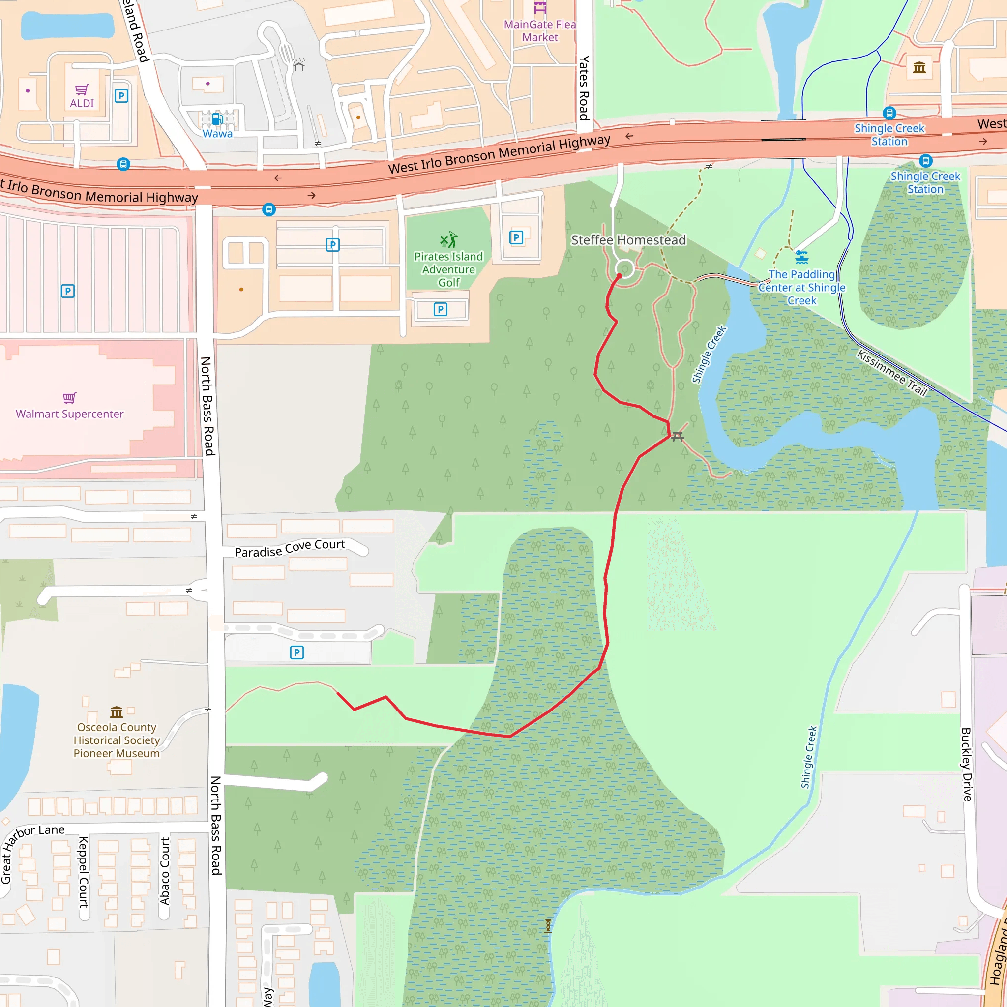 Walk along Shingle Creek mobile static map