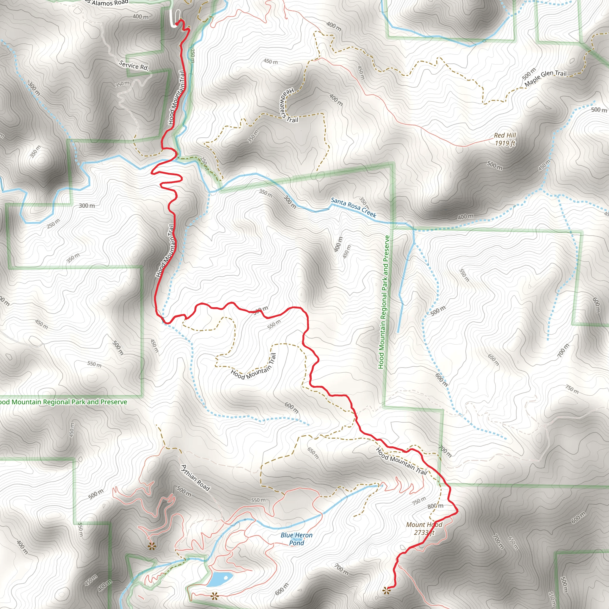 Mount Hood via Santa Rosa Creek Trail mobile static map