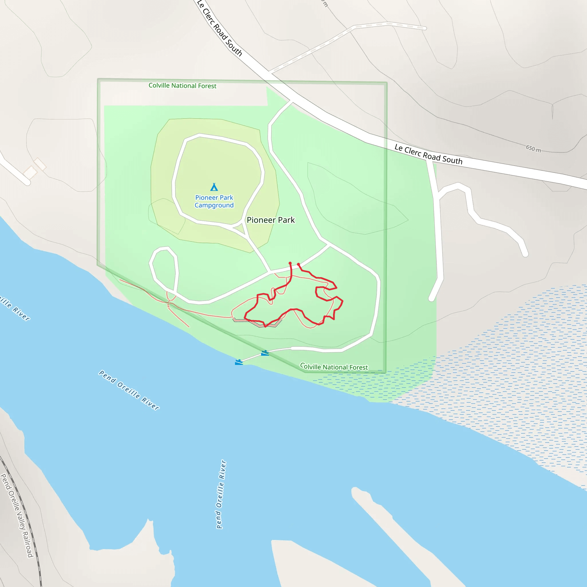Pioneer Park Trail mobile static map