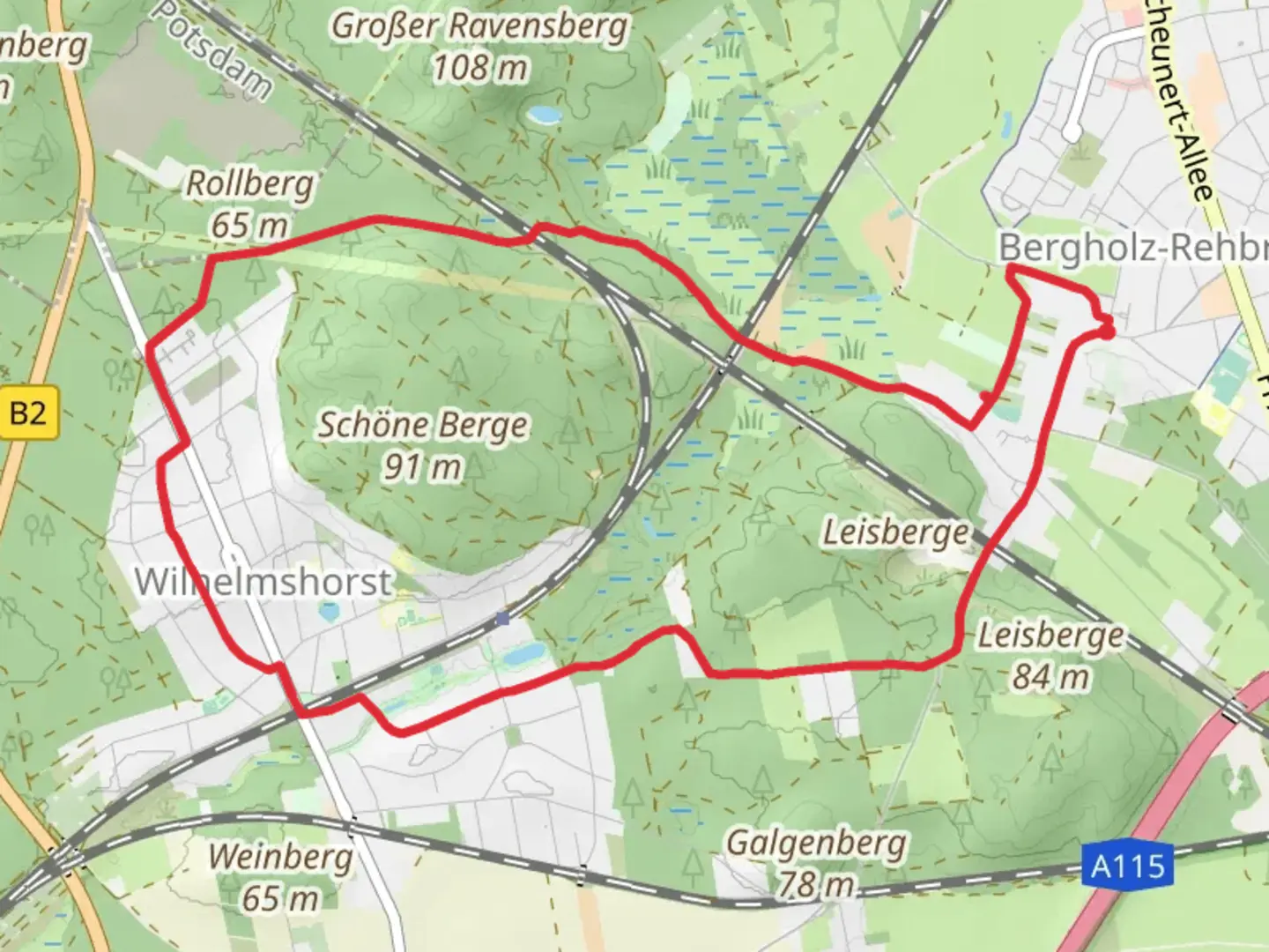 An image depicting the trail Rosenweg and Rundweg Loop and its surrounding area.
