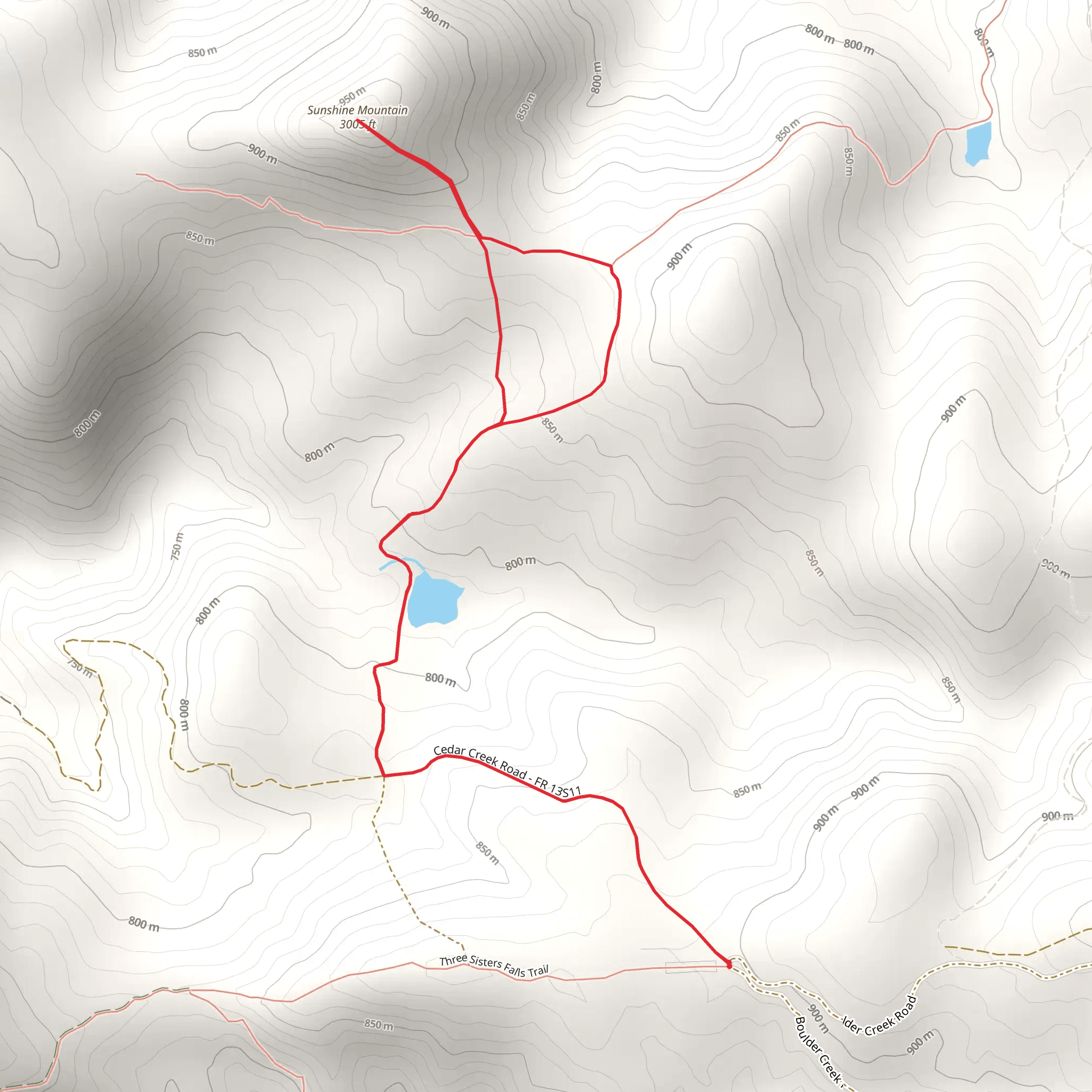 Sunshine Mountain and Kelly Creek Loop mobile static map