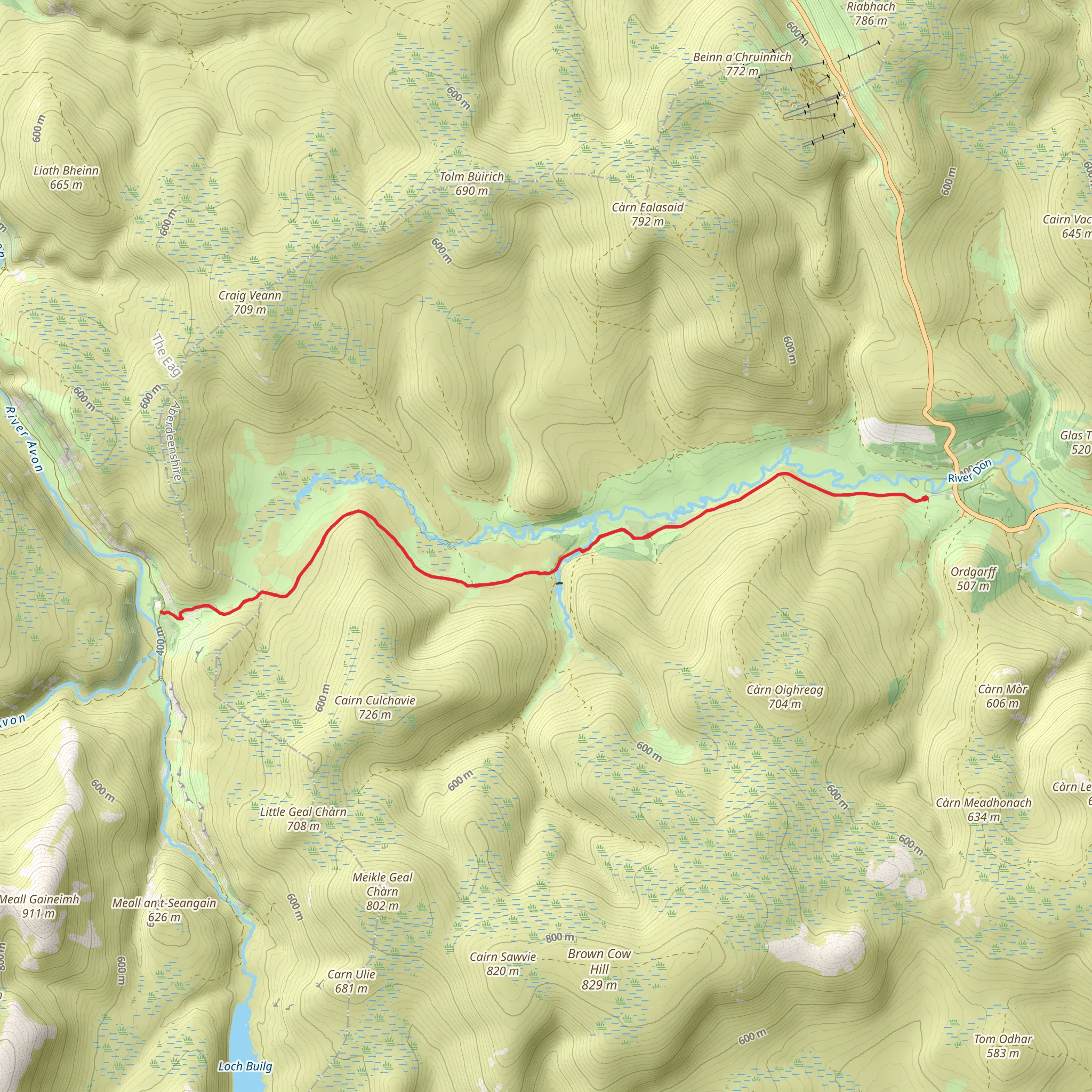 Inchrory from Cock Bridge mobile static map