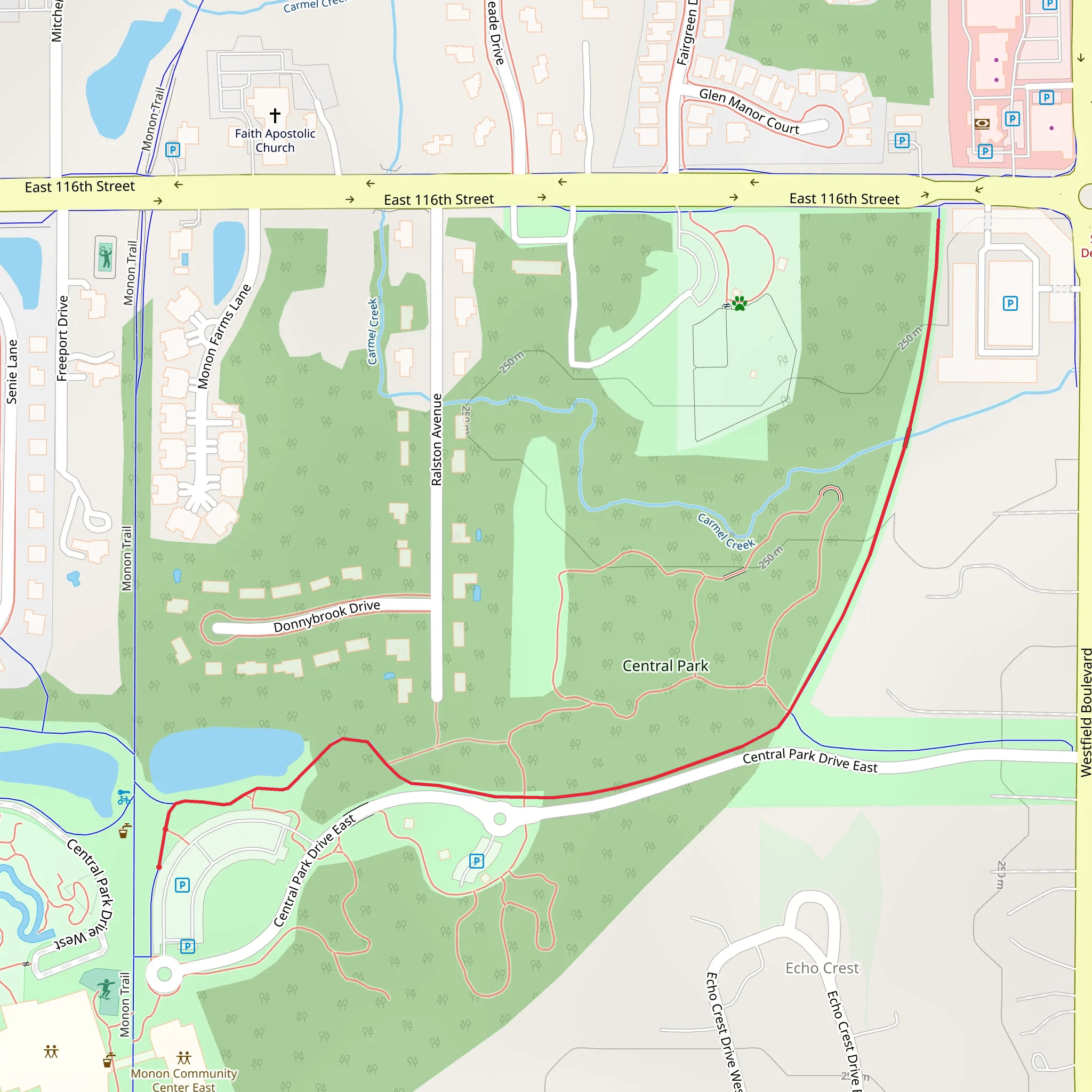 Central Park East Shelters Walk mobile static map