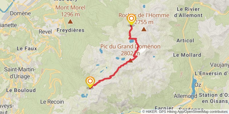 GR 738 - Haute Traversée de Belledonne alt 2 Map