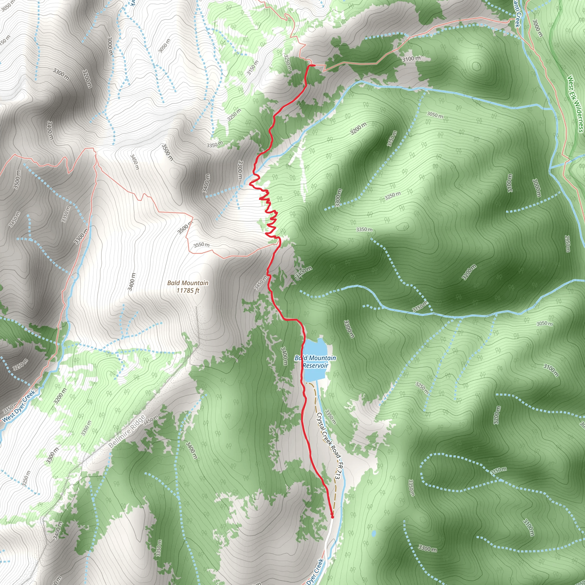 Bald Mountain Tie in Trail mobile static map