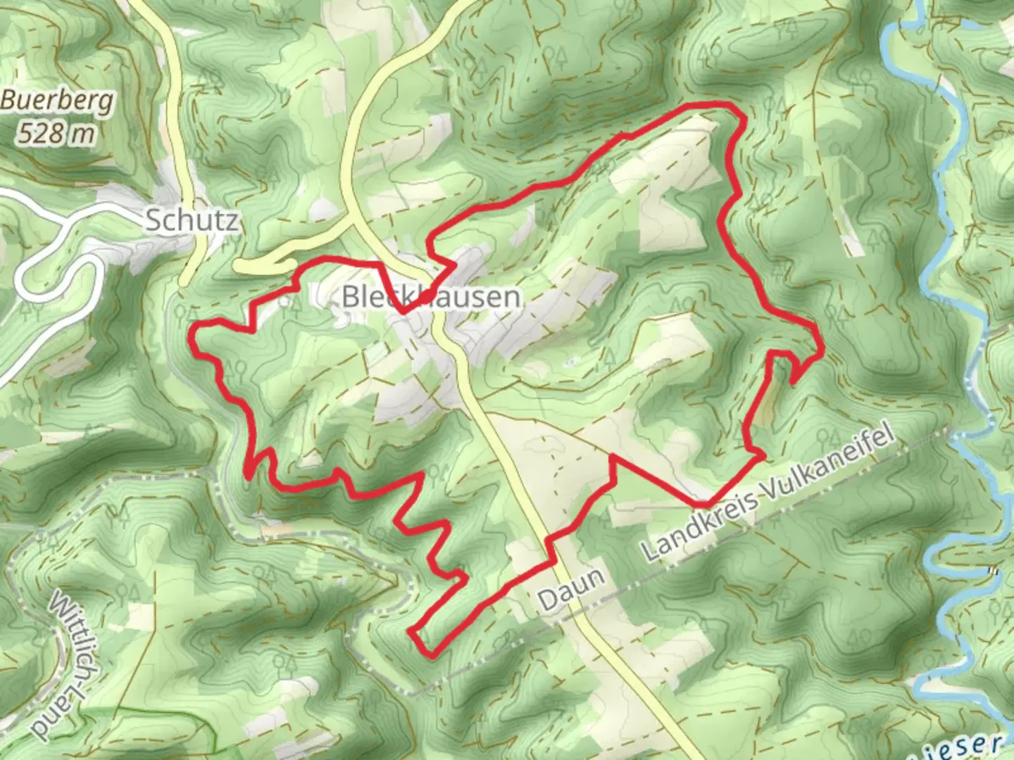 An image depicting the trail Wacholder Kyll Weg and its surrounding area.