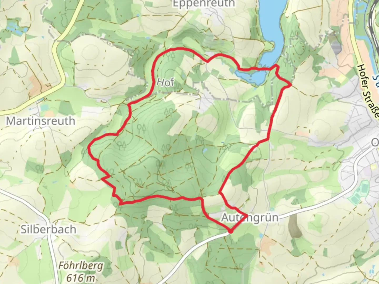 An image depicting the trail Rundwanderweg Oberkotzau and its surrounding area.
