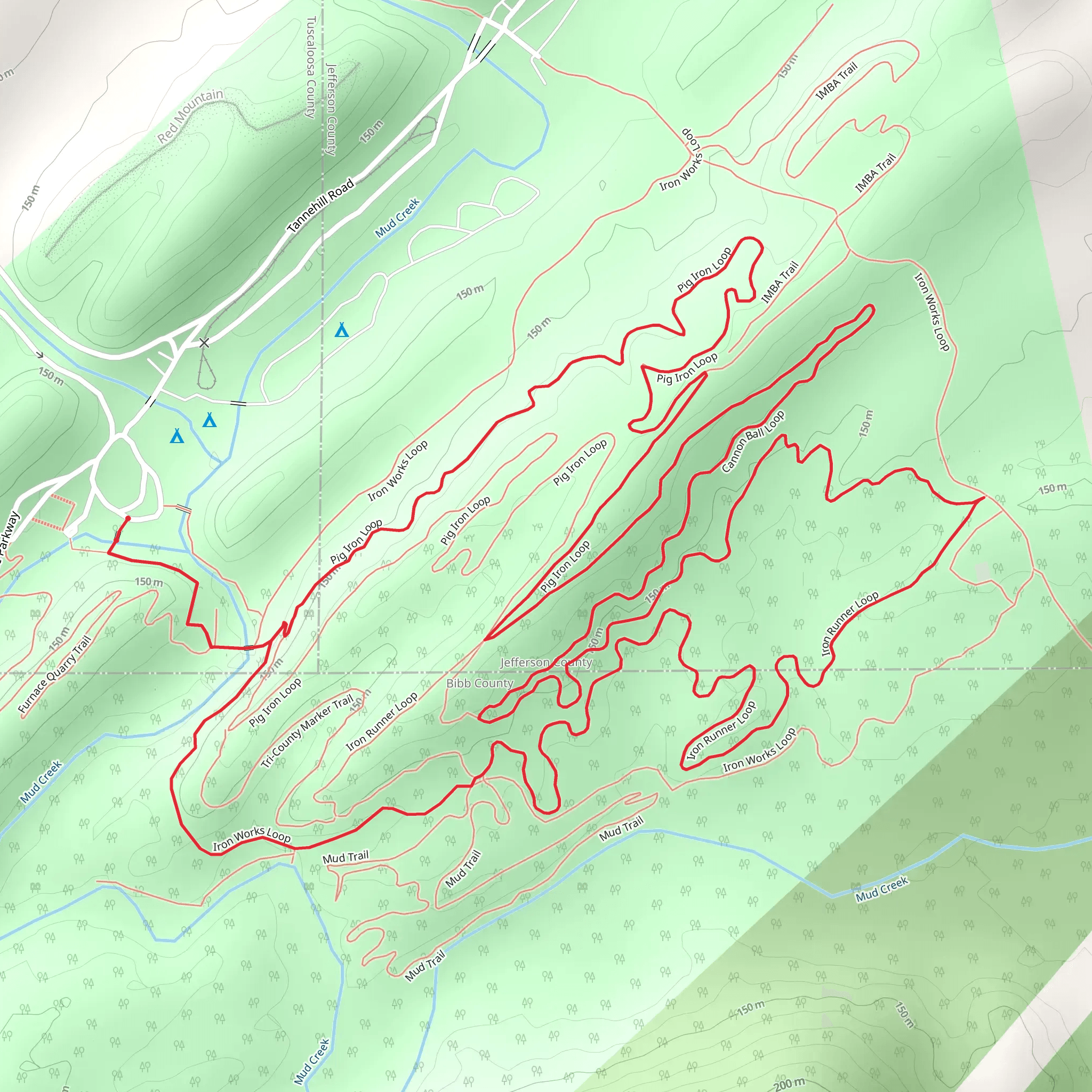 Iron Works, Iron Runner and Pig Iron Loop mobile static map