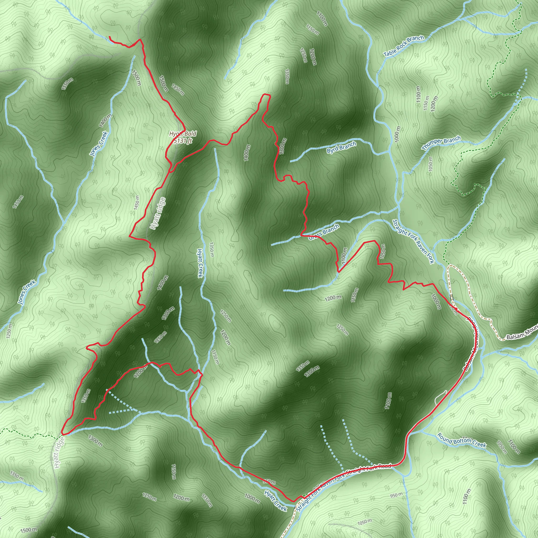 Hyatt Bald and Hyatt Ridge Trail Loop mobile static map