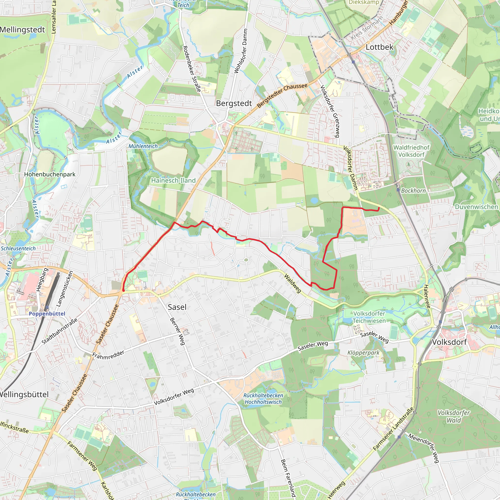 Buckhorn via Volksdorf - Poppenbuettel mobile static map