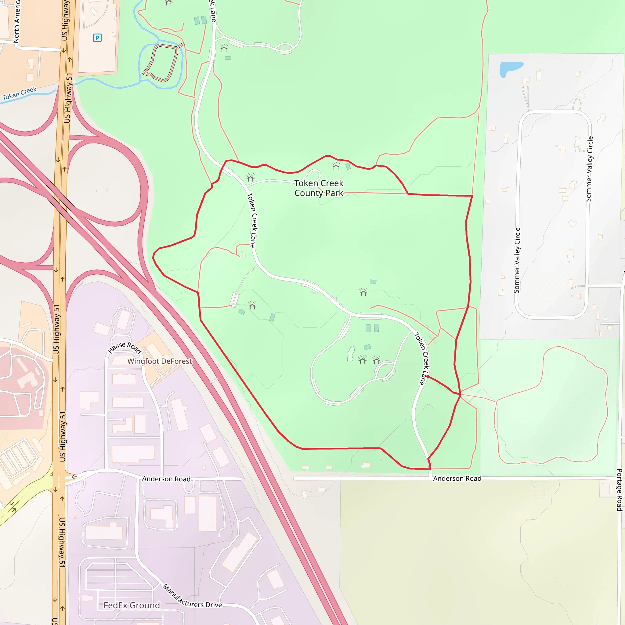 Token Creek County Park Loop mobile static map