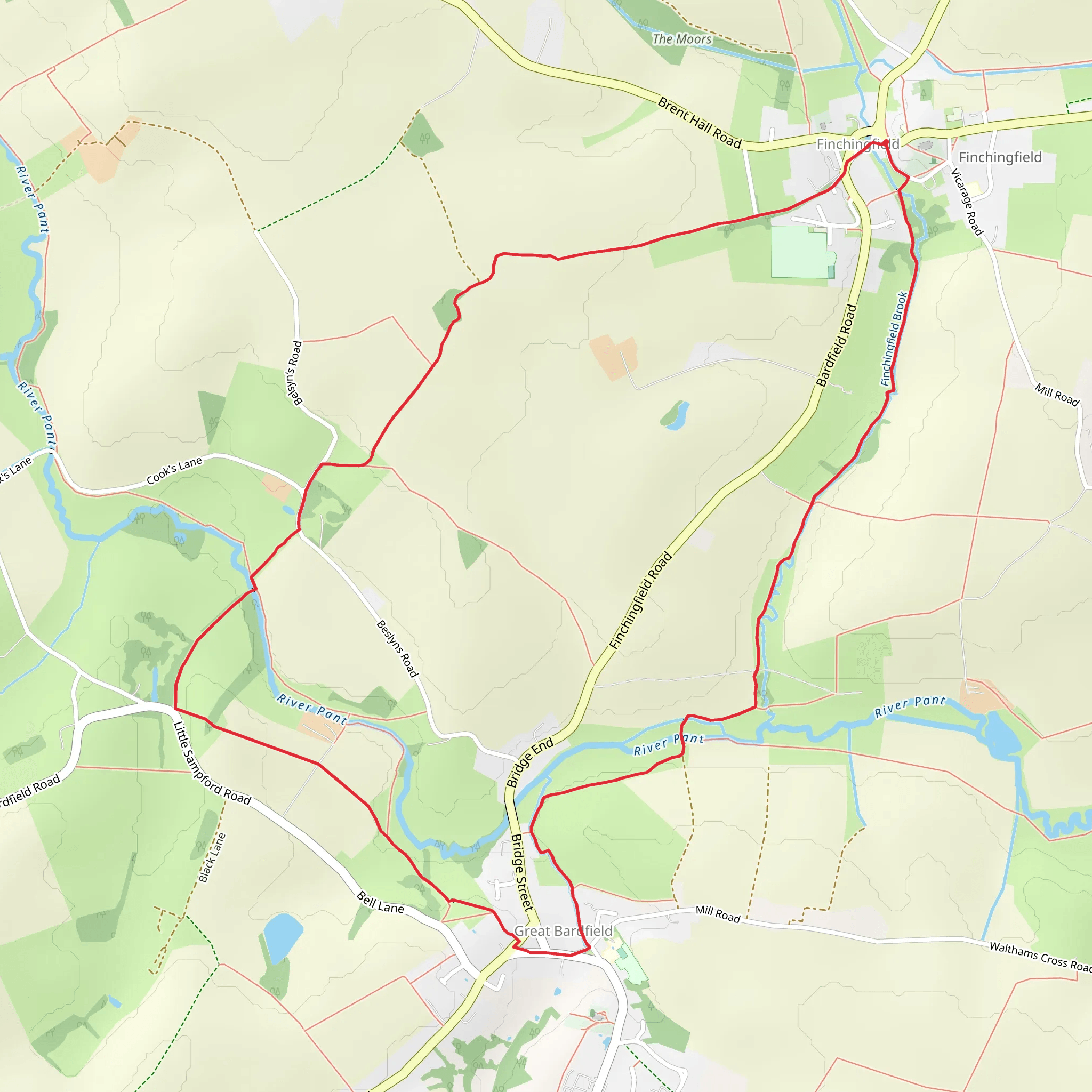 Finchingfield to Great Bardfield Loop mobile static map