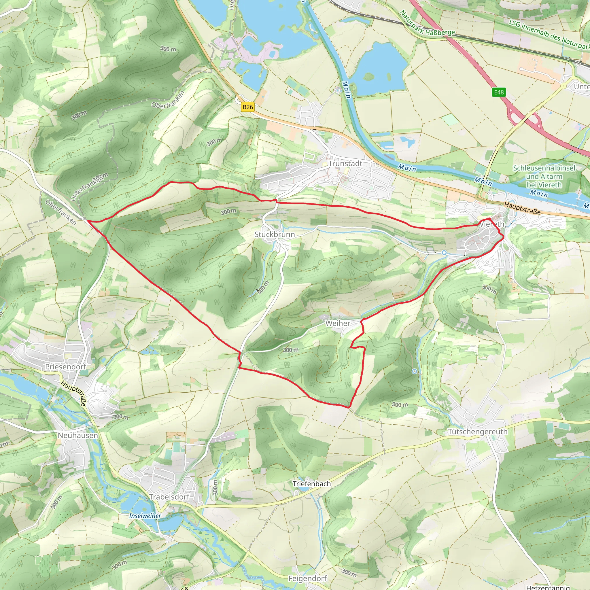 Viereth Trunstadt and Weiher Loop via Weinberg mobile static map