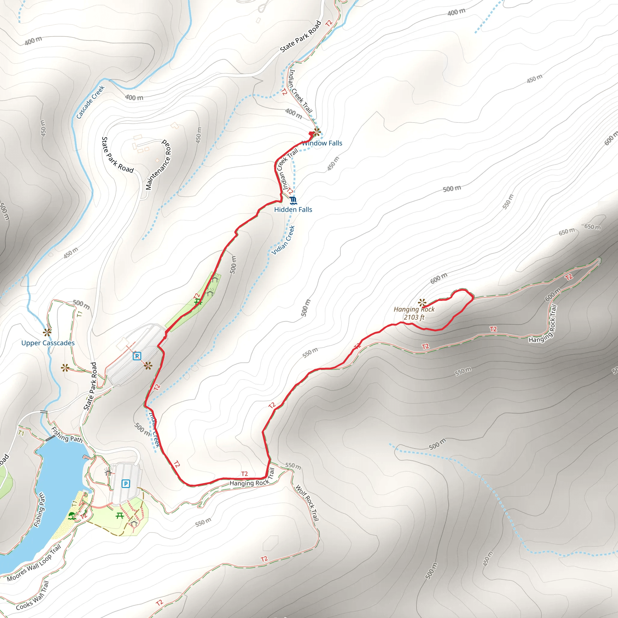 Indian Creek and Hanging Rock Trail mobile static map