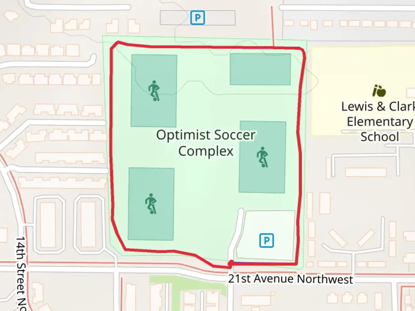 An image depicting the trail Soccer Field Loop and its surrounding area.