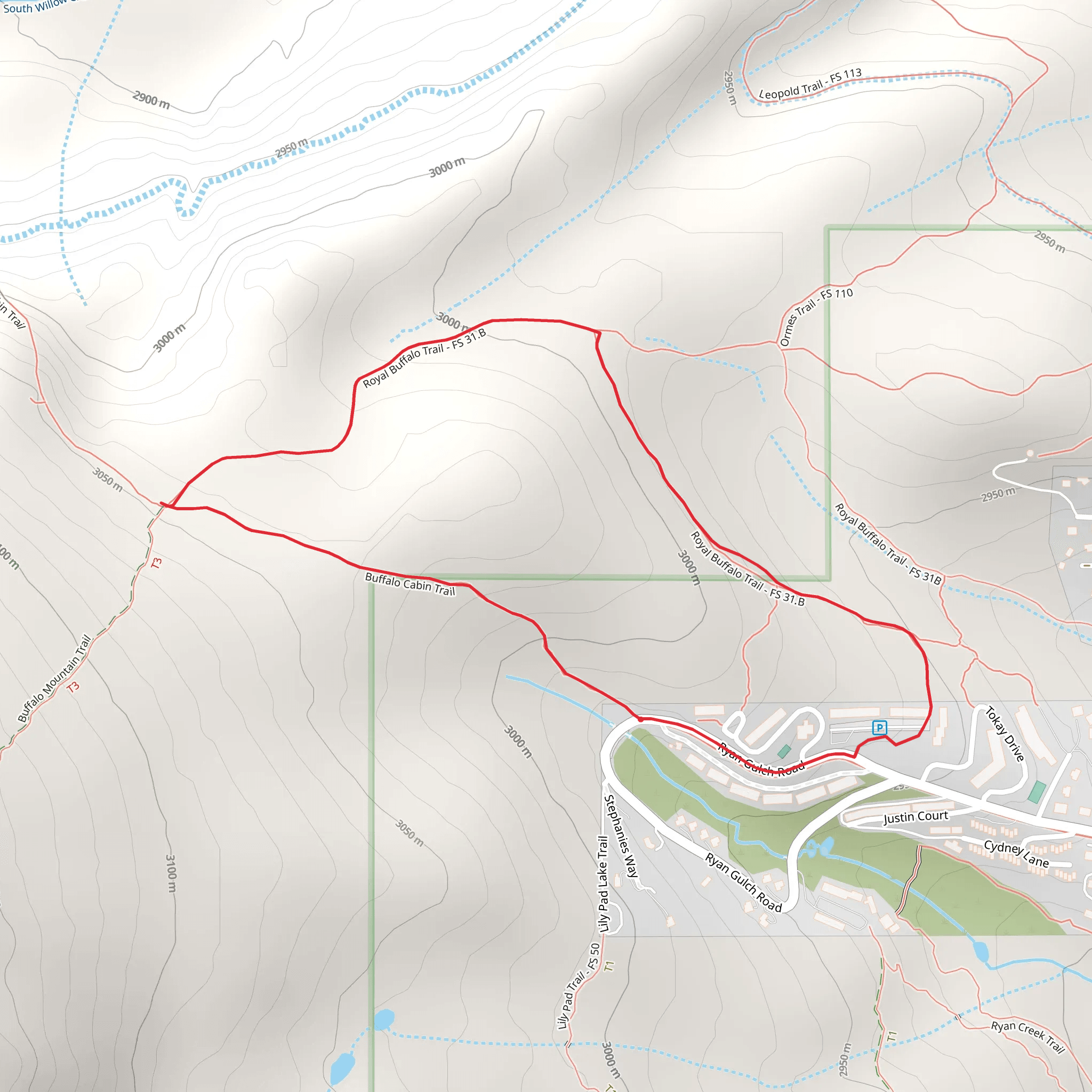 Royal Buffalo - Buffalo Cabin Loop Trail mobile static map
