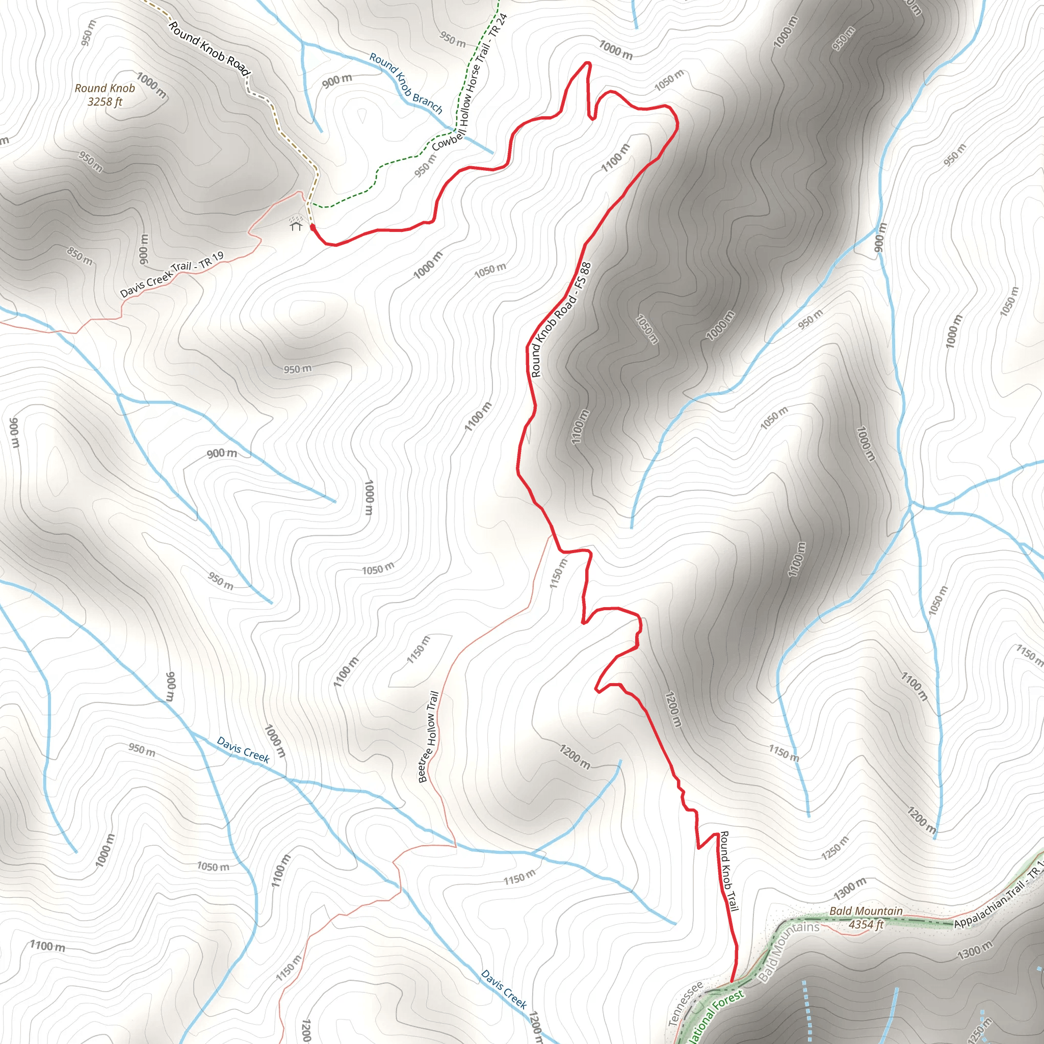 Round Knob Trail mobile static map