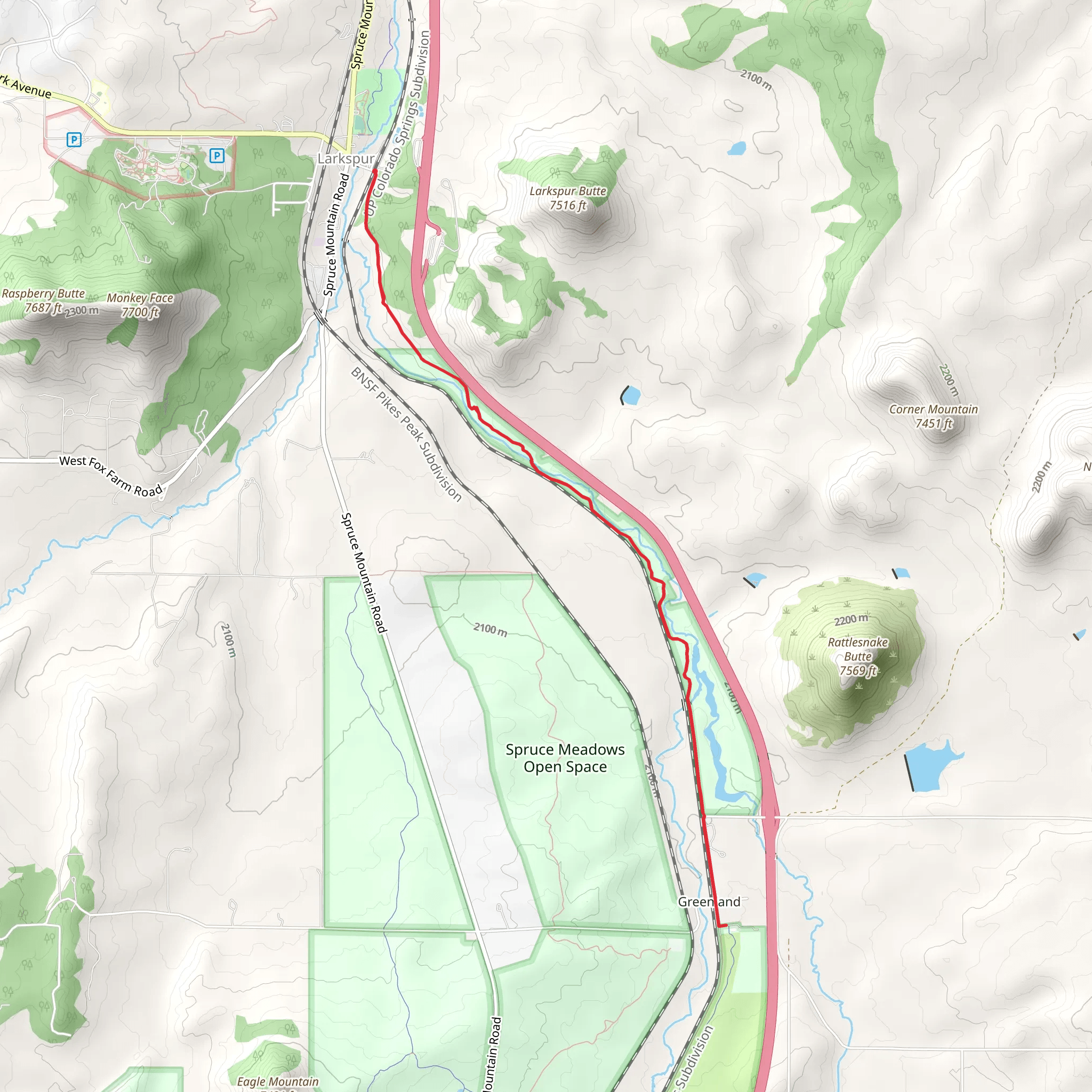 Colorado Front Range Trail - Larkspur Park mobile static map
