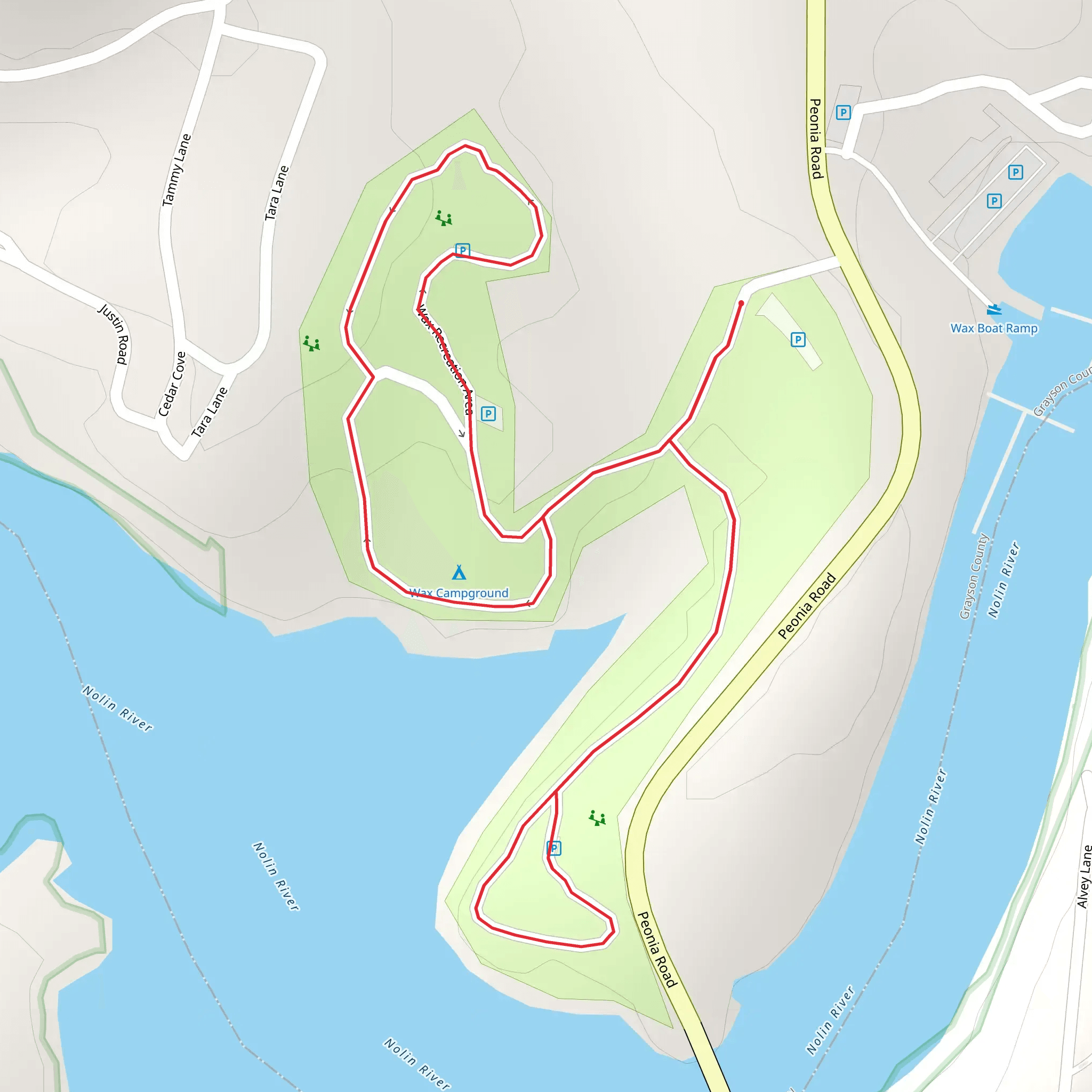Wax Campground - Wax Recreation Area Loop mobile static map