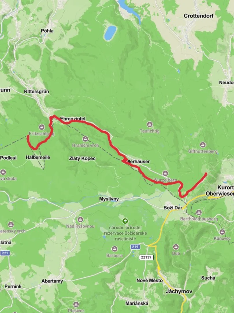 An image depicting the trail Fichtelberg to Naturlehrpfad Klughausgrund Walk and its surrounding area.