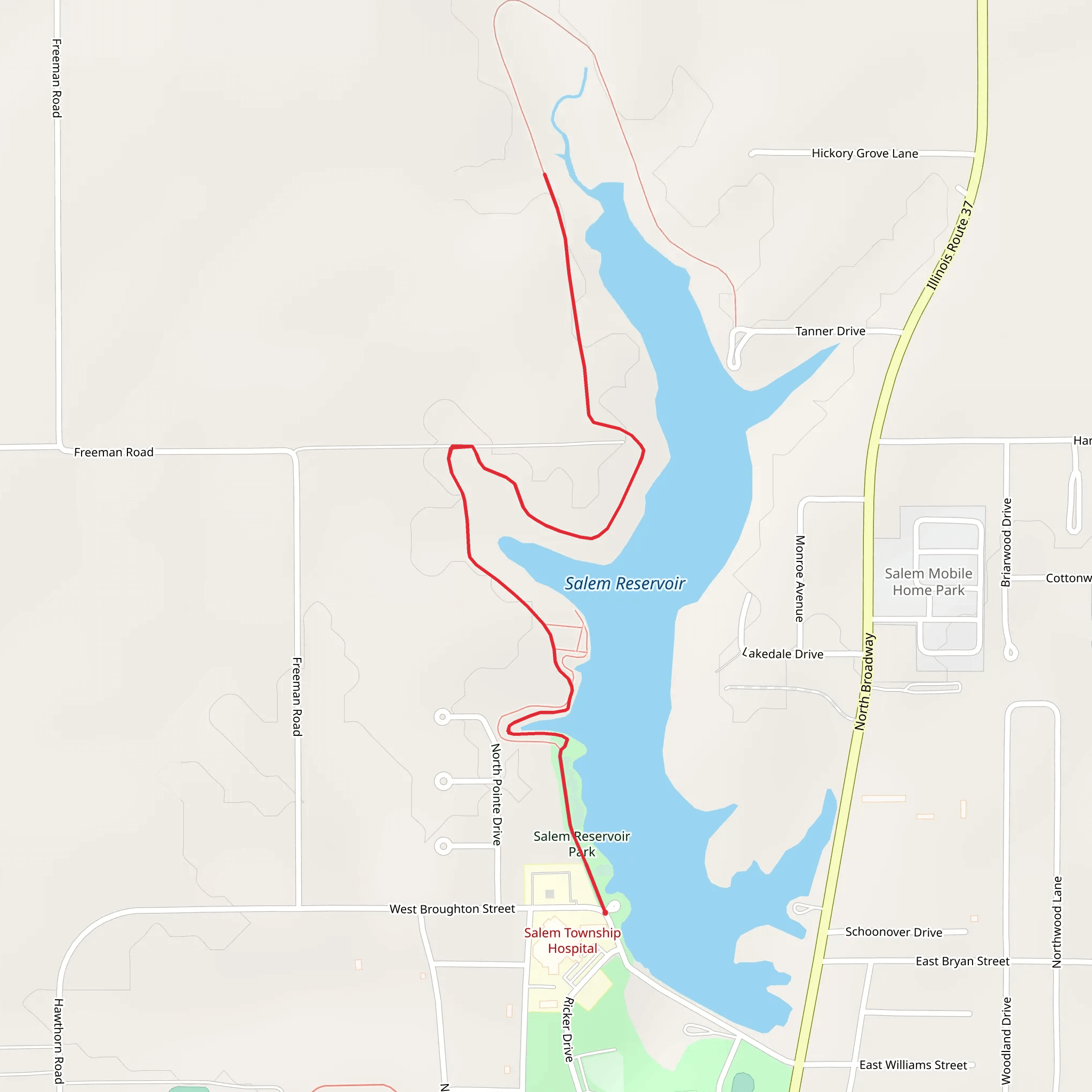 Salem Reservoir mobile static map