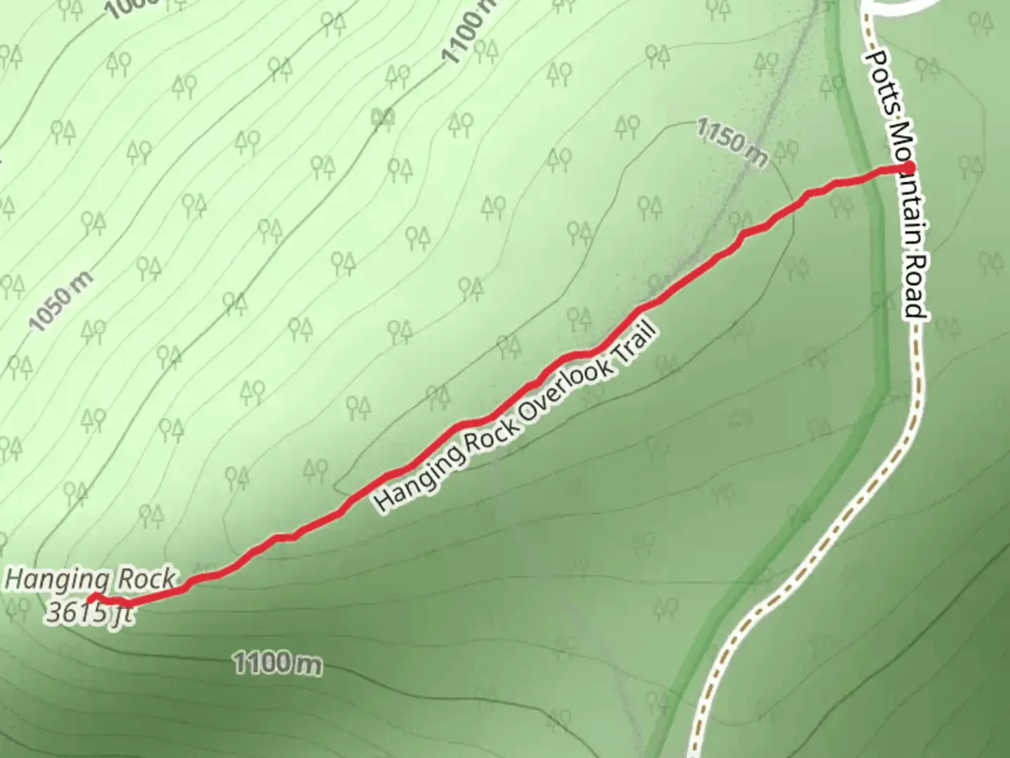 An image depicting the trail Hanging Rock and its surrounding area.