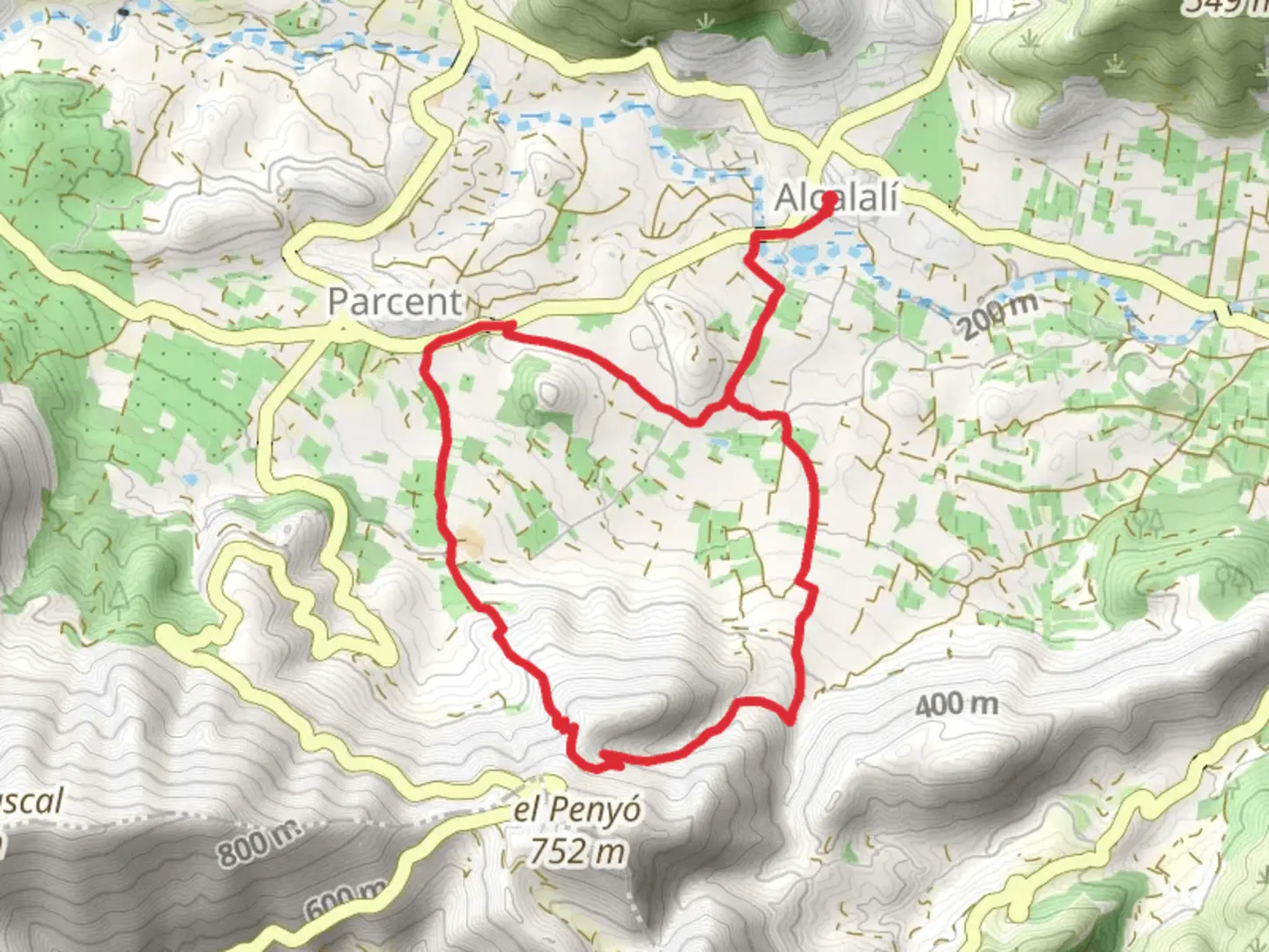 An image depicting the trail Alcalalí - Coll de Rates - Alcalí PR CV 425 and its surrounding area.