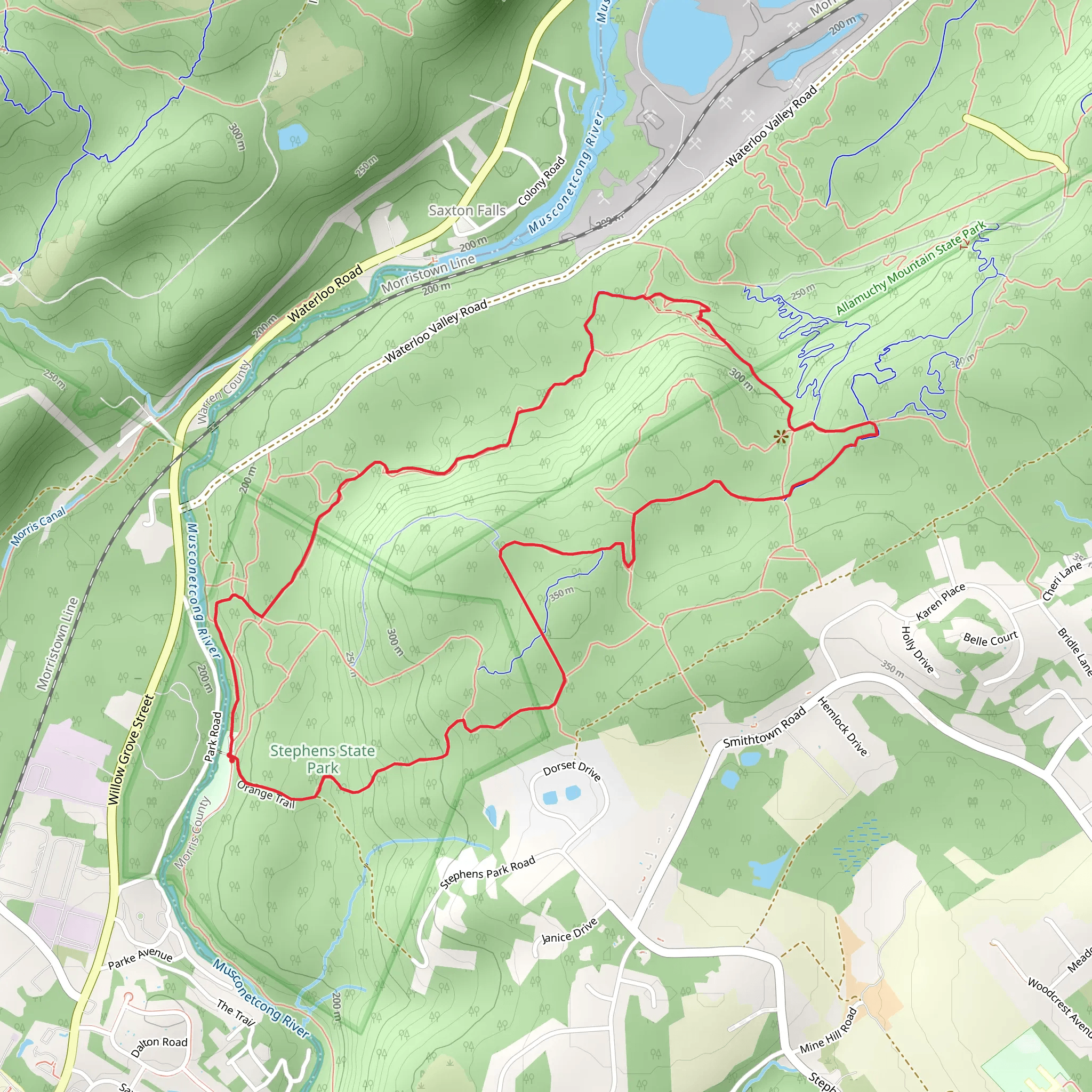 Orange and White Loop Trail mobile static map