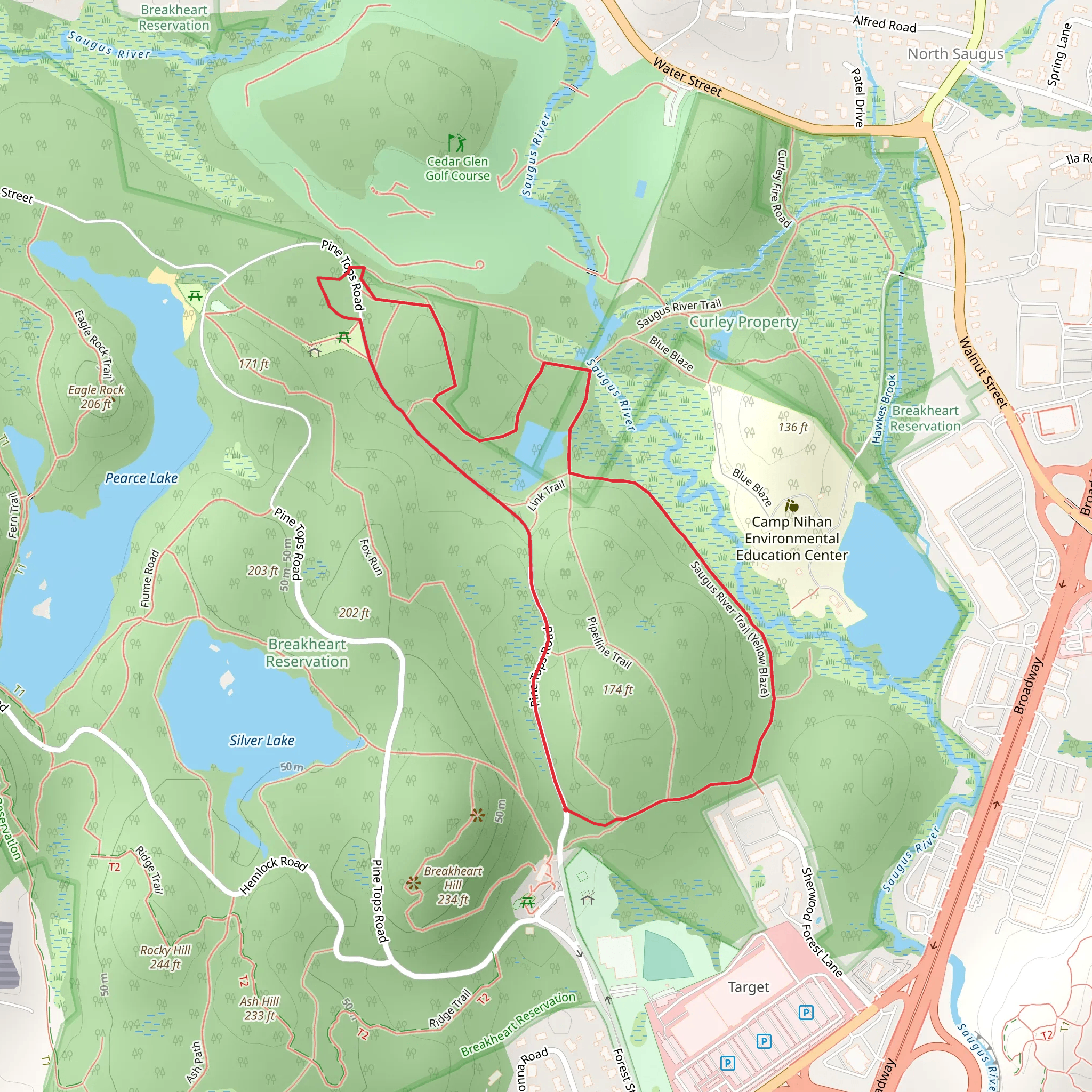 Saugus River Yellow Loop Trail mobile static map
