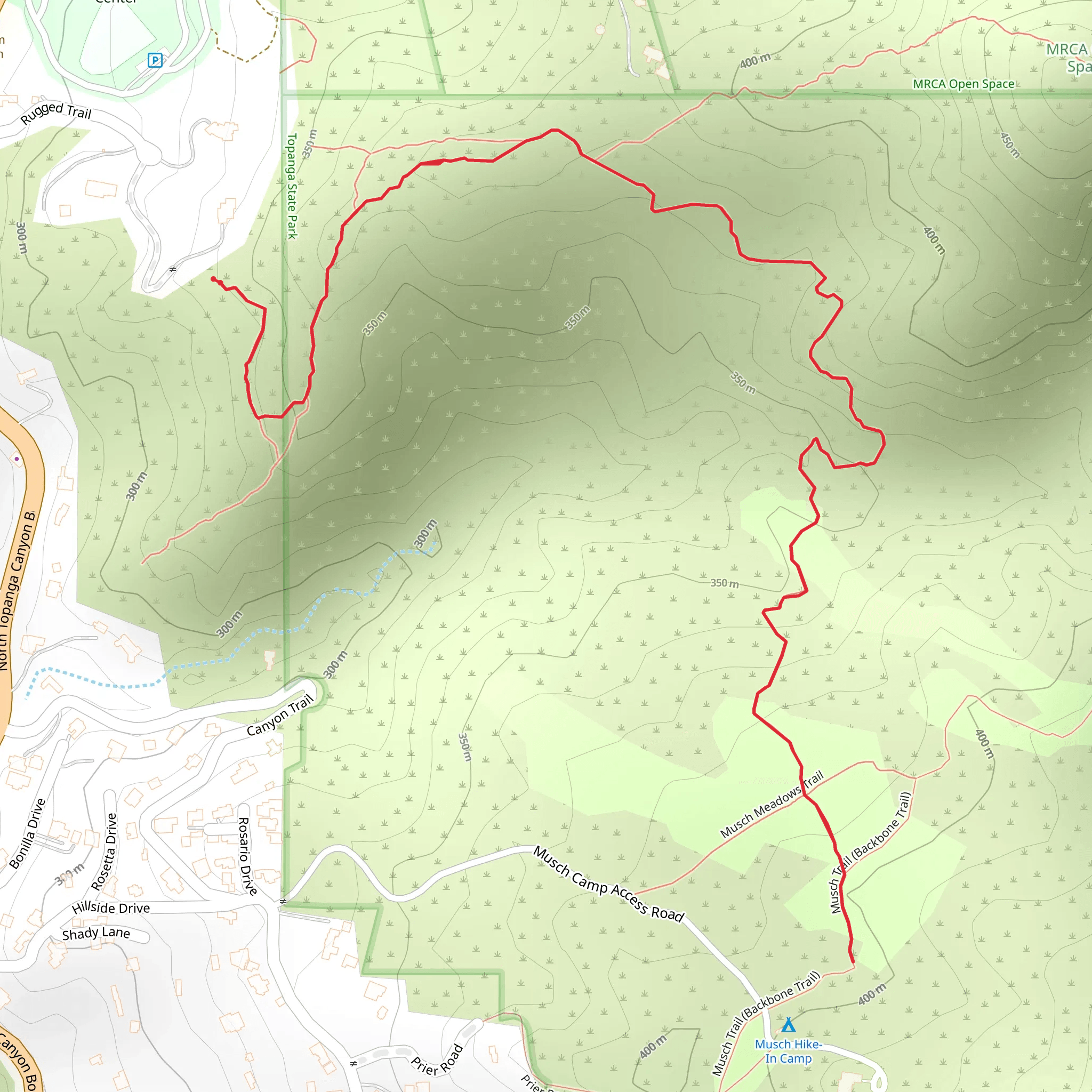 Topanga Community House Trail mobile static map