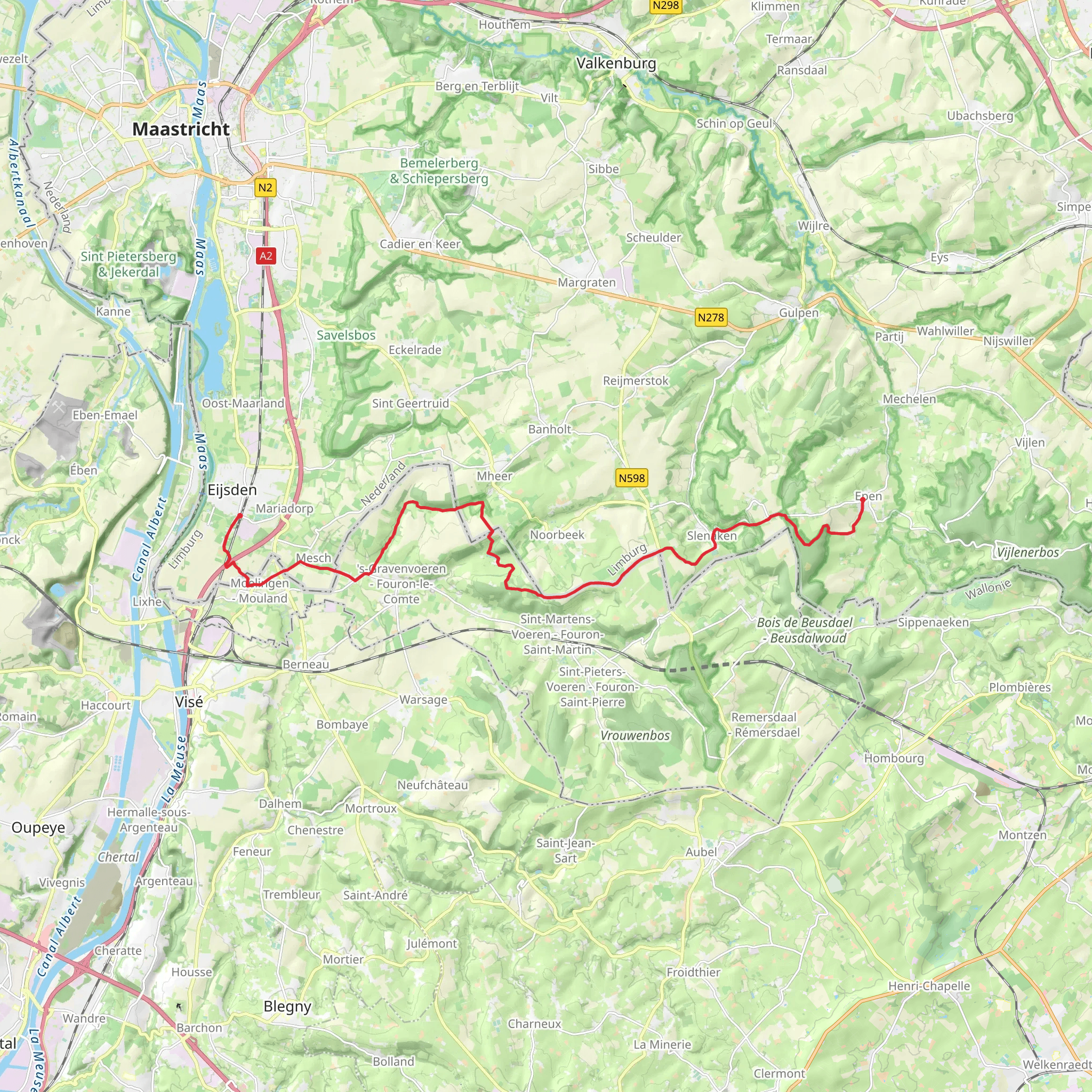 Epen to Moelingen via Henenbergpad and Hoogbos mobile static map