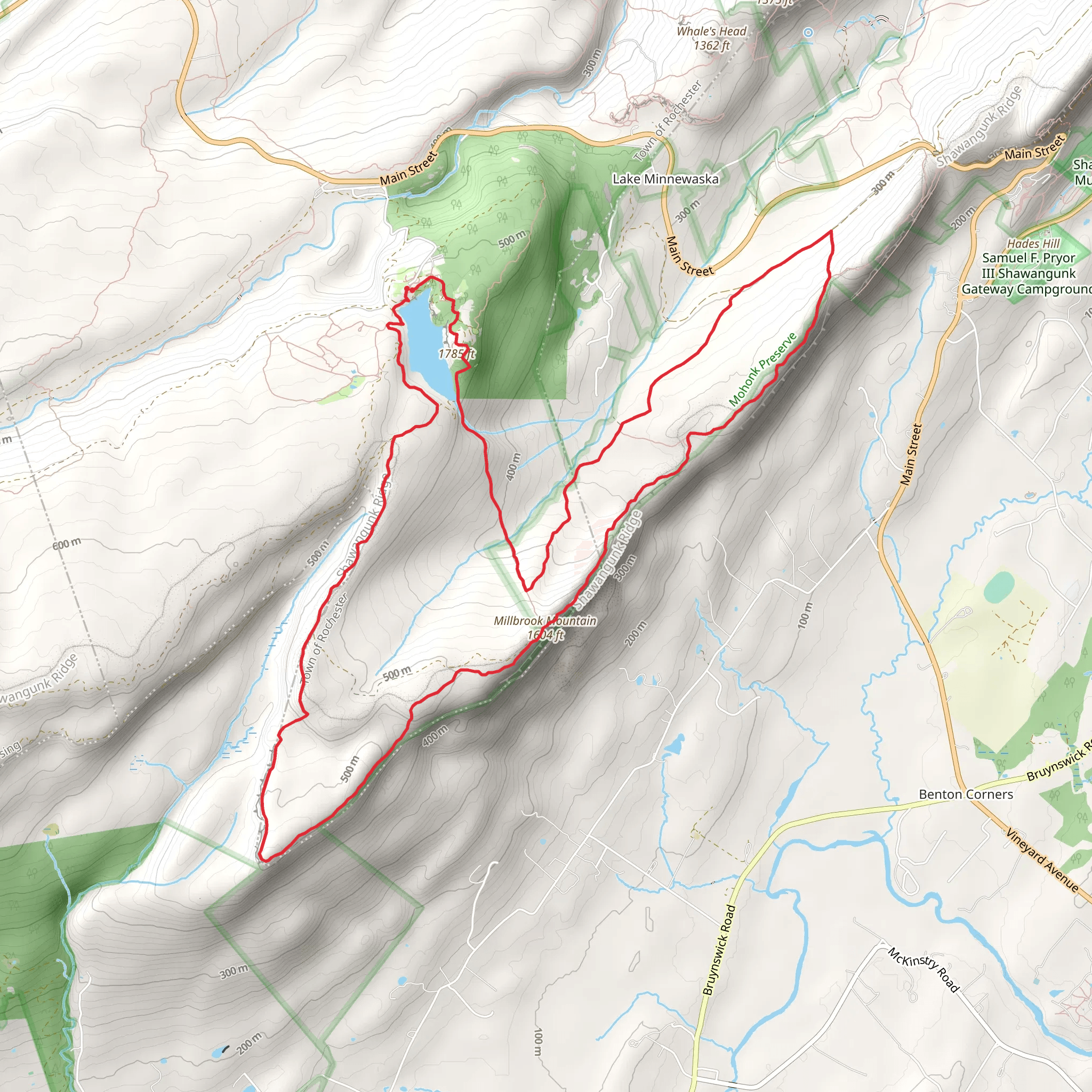 Lake Minnewaska and Millbrook Mountain Loop from Lake Minnewaska Carriage Road mobile static map