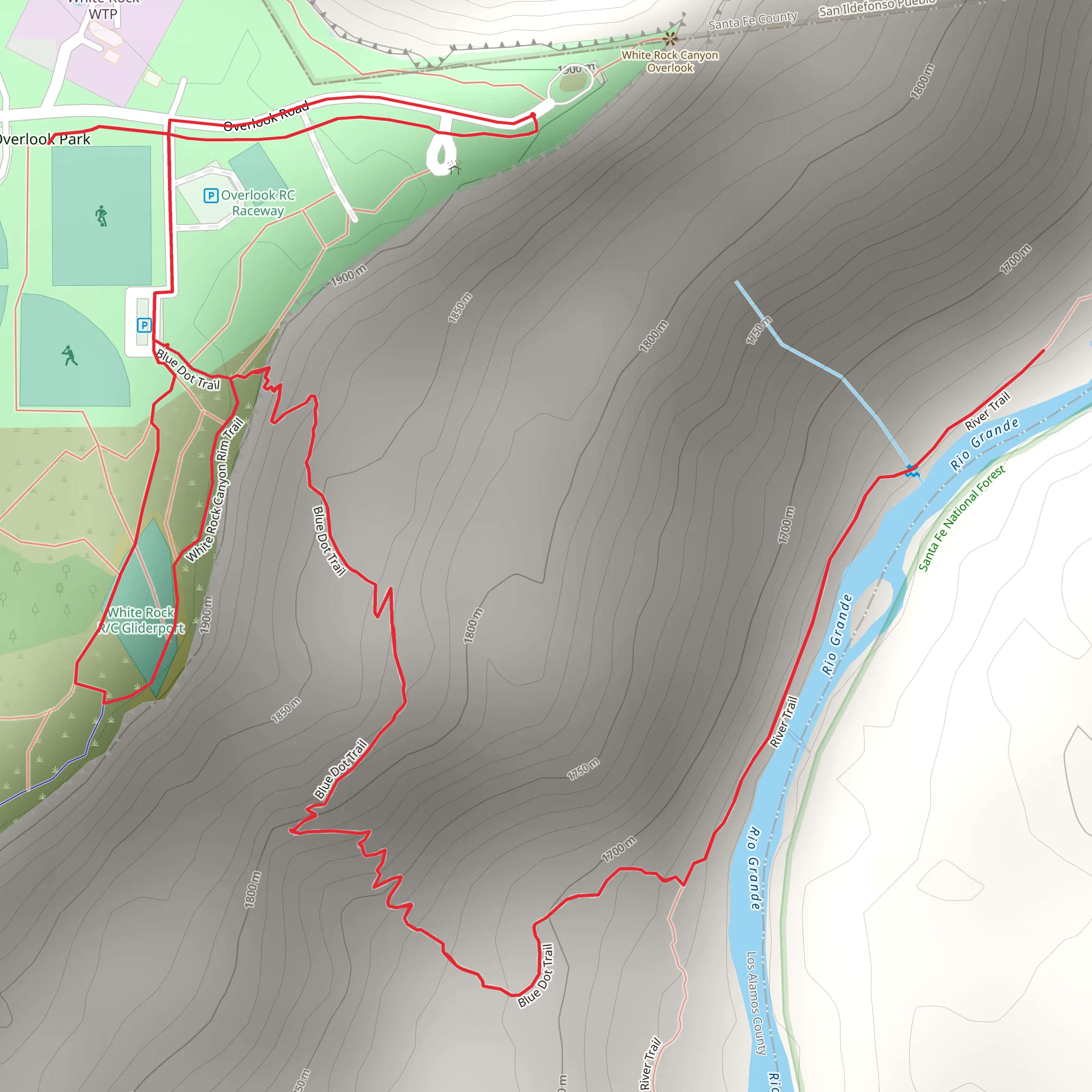 Blue Dot and White Rock Canyon Rim Loop Trail mobile static map